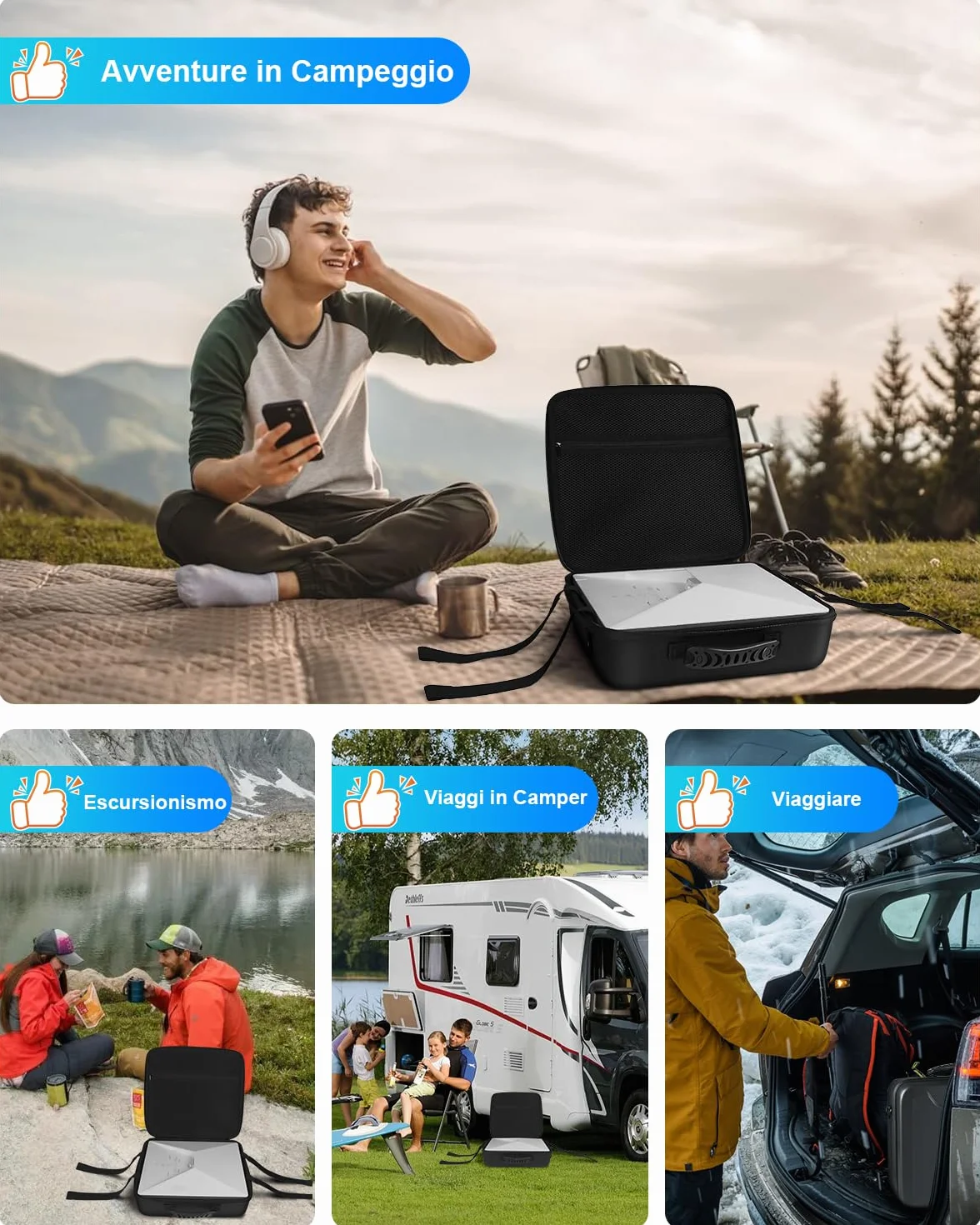 Mwin Starlink Mini Case Custodia Leggera da Viaggio in EVA Resistente Agli Spruzzi e Agli Urti con Tracolla, Borsa Rigida Portatile Nera