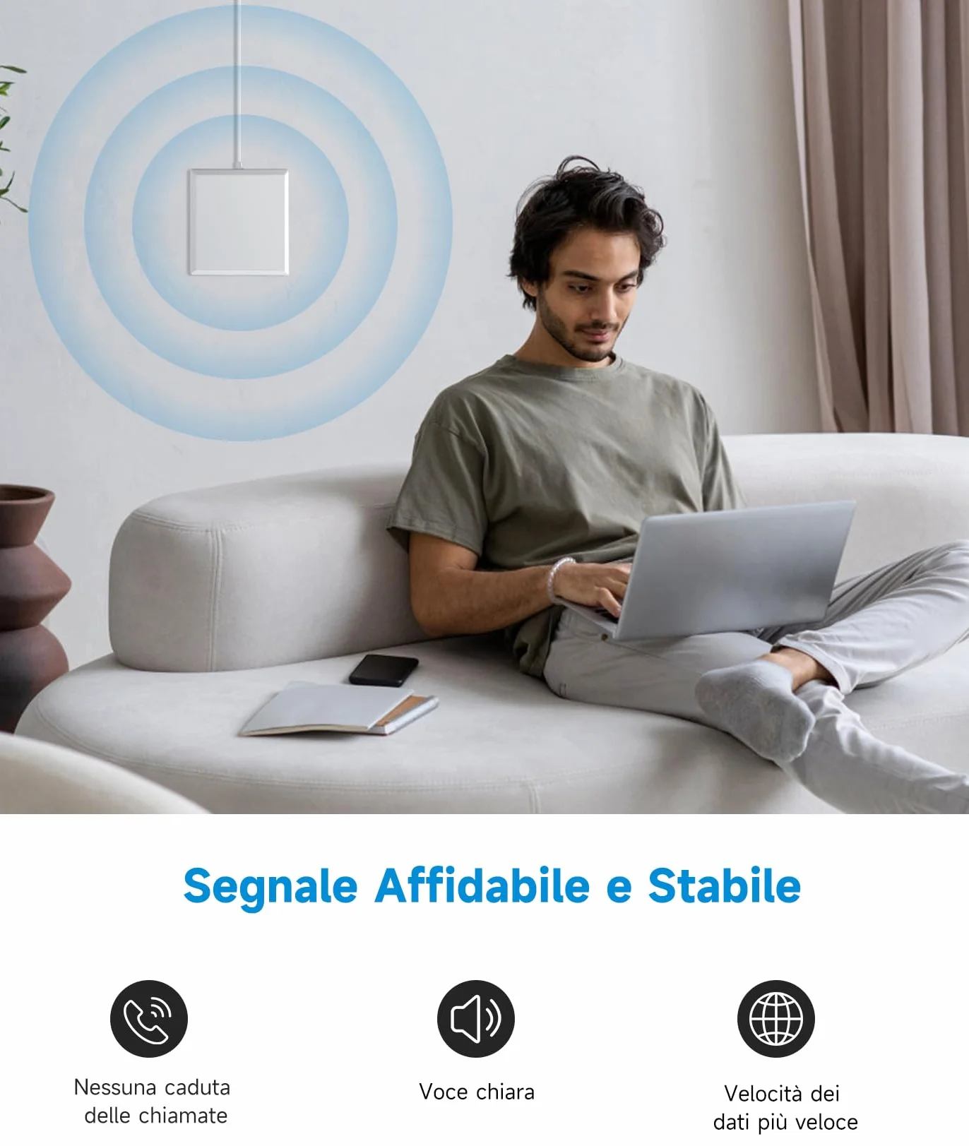 ANNTLENT Amplificatore Segnale Cellulare - Banda 20/8/1 Ripetitore GSM Amplificatore 4G 3G LTE Per la Casa Ufficio Ripetitore Segnale Cellulare Tutti Gli Operatori Copertura Fino