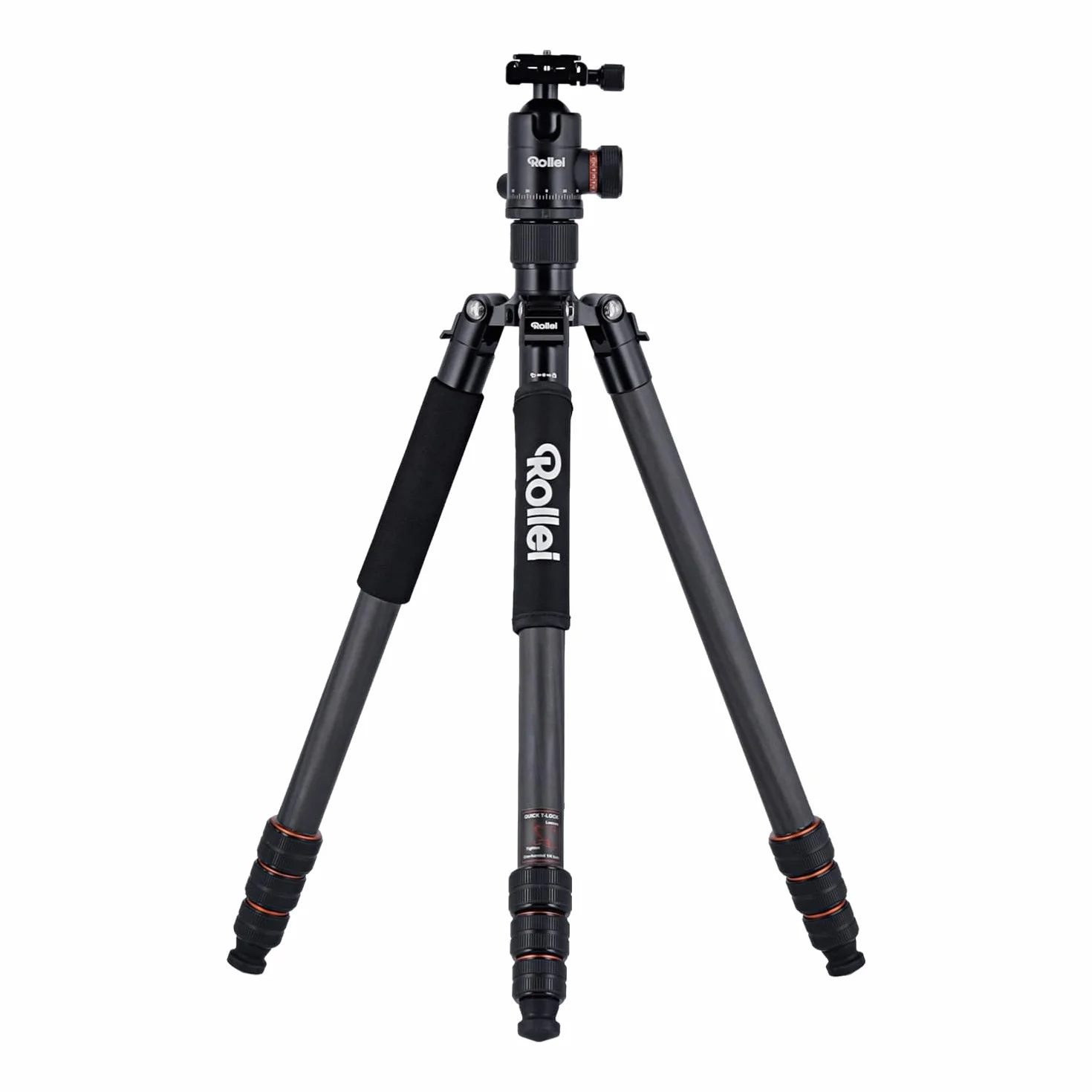 Rollei C6i Treppiede Fotocamera Nero, 171,5cm Cavalletto Fotografico Carbonio Viaggio con Testa Sfera a 360° Tripod Camera per Sony Canon Nikon DSLR Treppiede per Smartphone con Supporto per Telefono