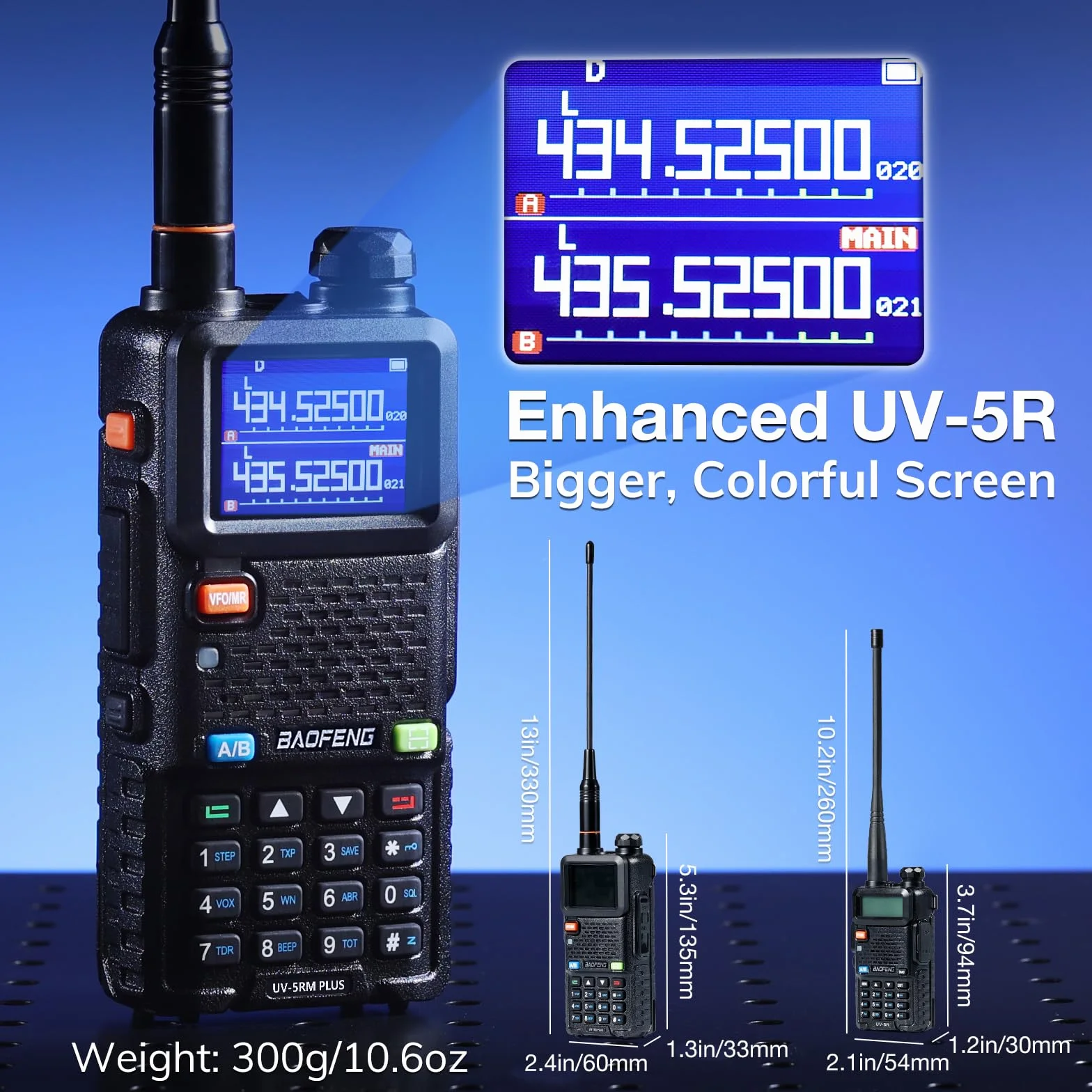 BAOFENG UV-5RM Plus - Radio amatoriale multi-banda, walkie talkie, ricaricabile, con ampia portata, copia di frequenza, airband, batteria da 2500 mAh