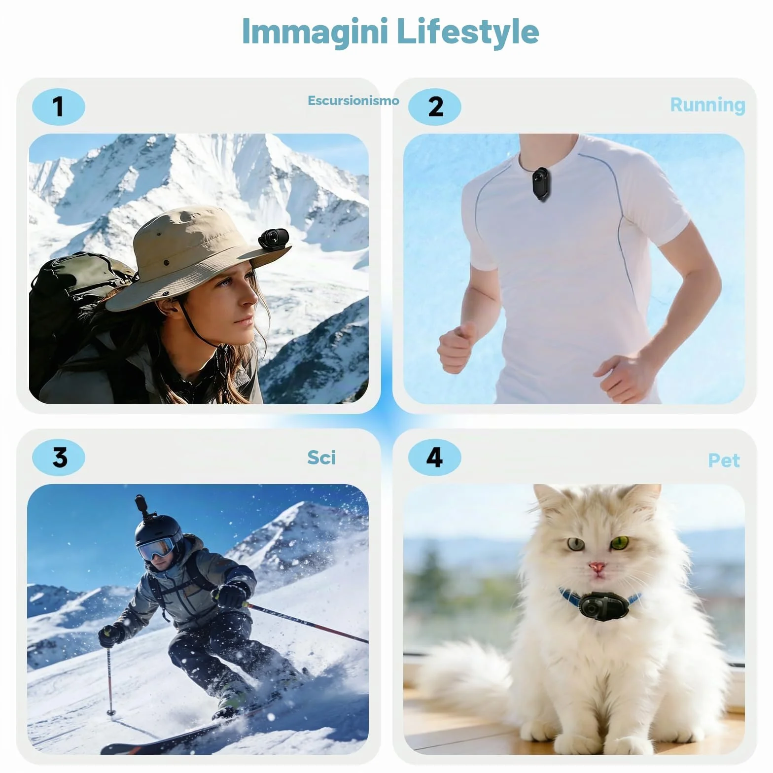 Mini Action Cam Portatile, Body Cam Ultraleggera, POV Camera con Memoria Integrata 32GB, Bodycam Multifunzionale Ideale per Viaggi, Ciclismo ed Escursioni Outdoor(Blu Marino)