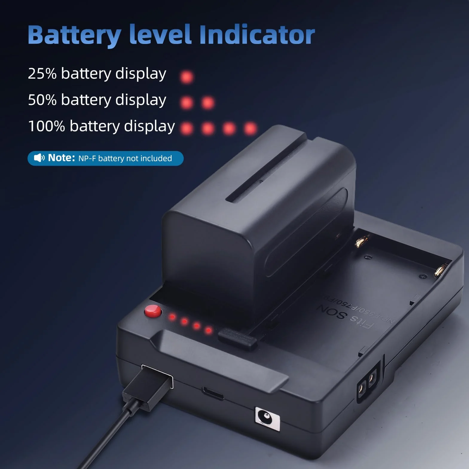 Andoer NP-F970 F750 F550 - Piastra per batteria a V-Lock V-Mount con uscite USB-A/Type-C/DC/D-TAP