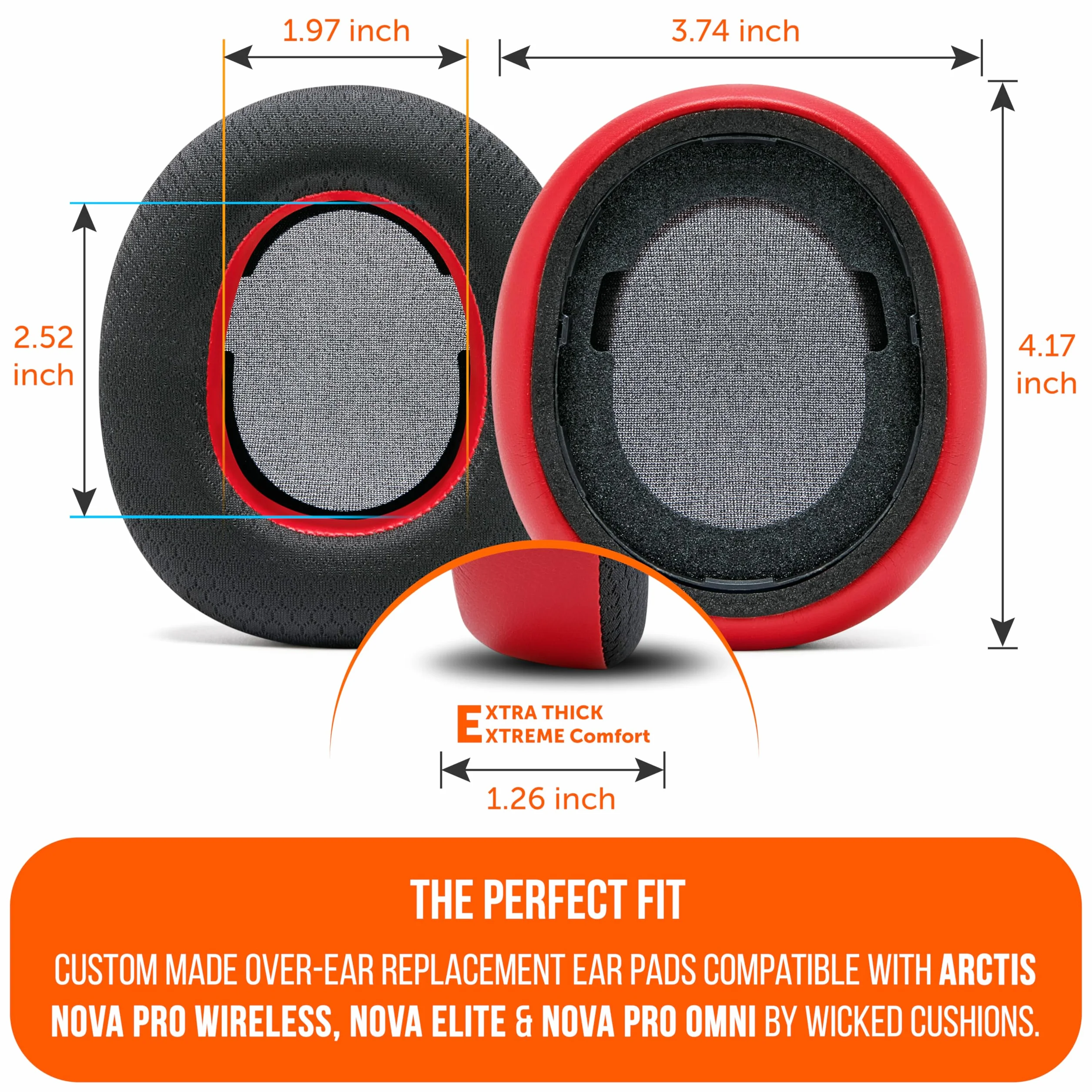 WC Freeze Nova Pro Wireless - Cuscinetti auricolari in gel rinfrescante per Arctis Nova Pro Wireless, Nova Elite e Nova Pro Omni (non compatibili con altri modelli), di Wicked Cushions | Red