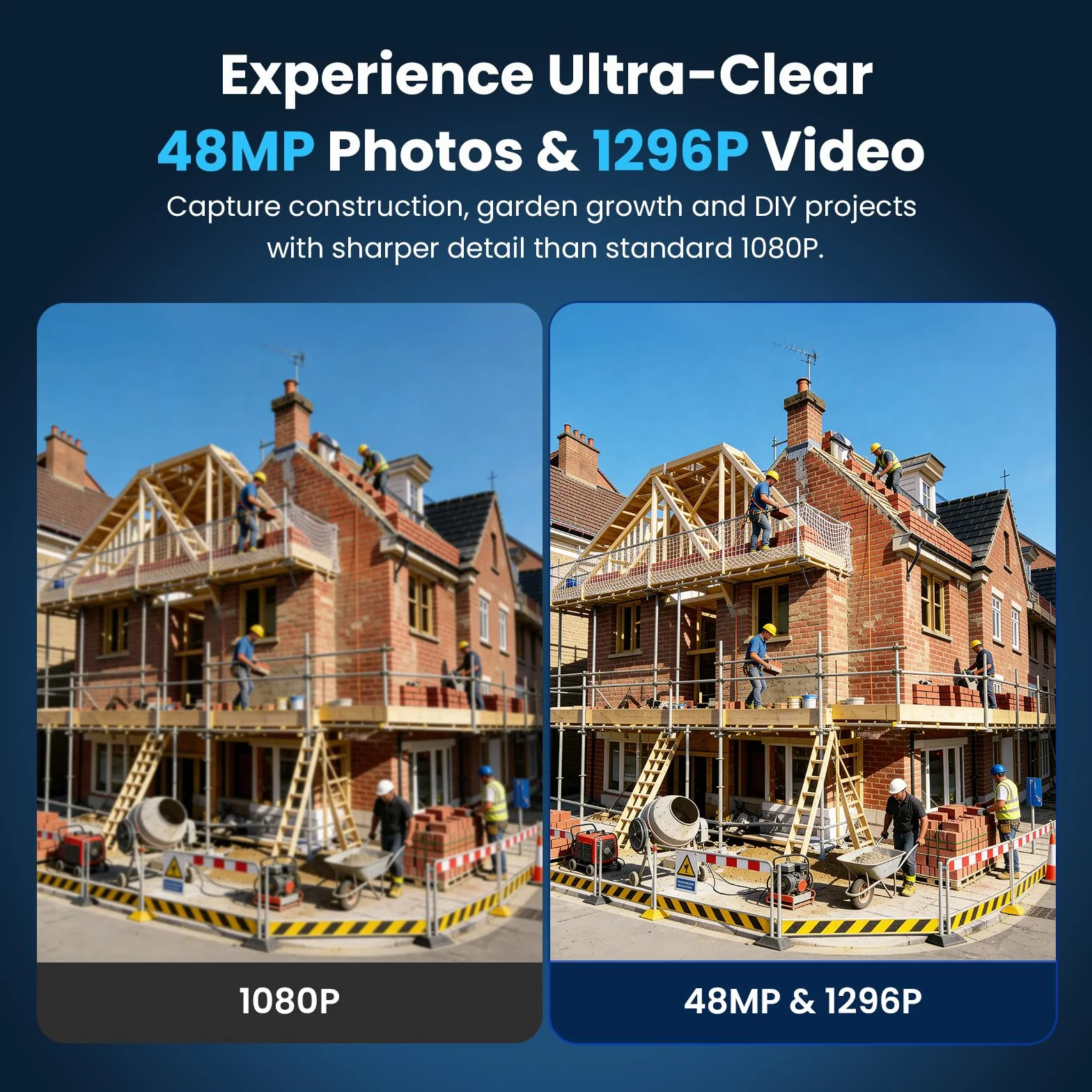 Telecamera Time Lapse 1296P Fotocamera Timelapse da Cantiere da 48 MP, Zoom Digitale 6x Registrazione a 180 giorni Timelapse Camera con Luce LED, Camera Time Lapse per Cantieri, Piantagioni(64 GB)
