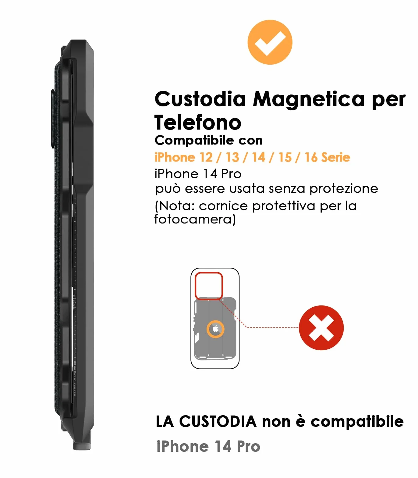 Aulumu G03 Custodia per carte da uomo | Compatibile con MagSafe | Multifunzionale Porta Carte con Fascia Elastica | Telefono Cellulare Supporto/Impugnatura | Apri Bottiglia |Schermatura RFID