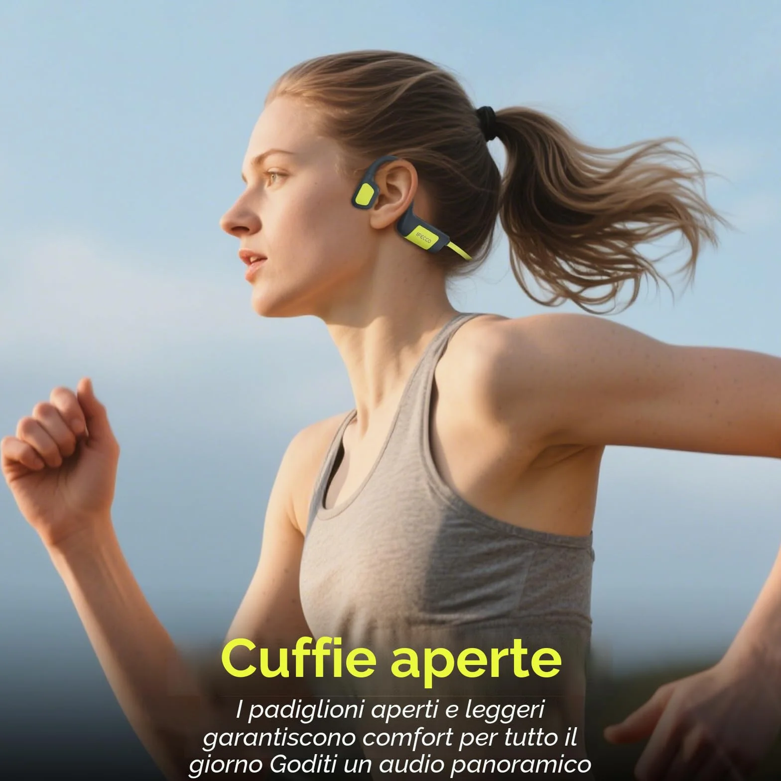 IFECCO Cuffie Conduzione Ossea Nuoto, IP68 Impermeabili Auricolari Piscina Nuoto Bluetooth 5.4, Cuffie Subacquee con Lettore MP3 da 32G, Wireless Auricolari per Nuoto, Surf, Corsa, Ciclismo