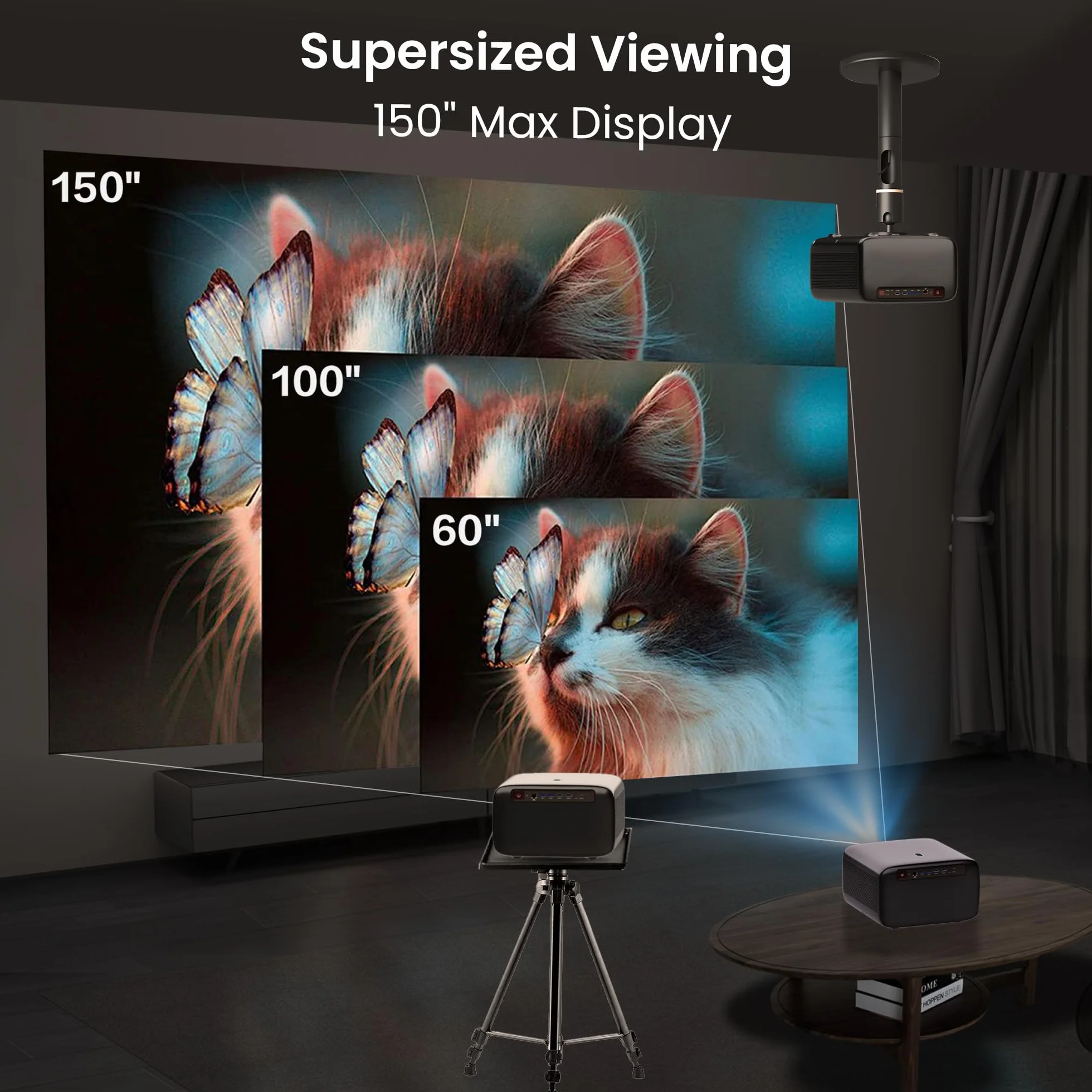 CASIRIS Omnistar Proiettore 1500 ANSI| Messa a fuoco automatica | Supporto 1080P Full HD 4K | Proiettore video Bluetooth 16:9 5G WiFi per TV Stick, Home Cinema, Ufficio, Club, Esterno