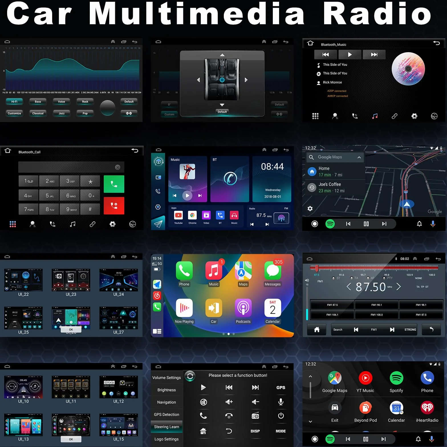 Autoradio per Fiat Panda 169 (2003-2012) con Android Auto e CarPlay Wireless, RDS Car Radio Android Stereo con Telecamera Retromarcia/Mic/CANbus BOX/App Store 2G+32G