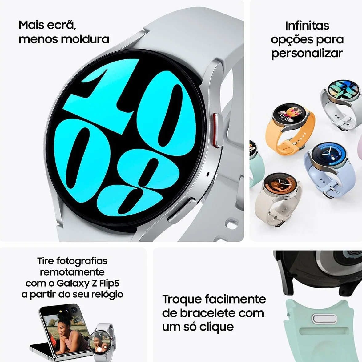 Samsung Galaxy Watch6 44mm, Smartwatch Analisi del Sonno, Monitoraggio Benessere, Batteria a lunga durata, Bluetooth, Ghiera Touch in Alluminio, Graphite (Ricondizionato)