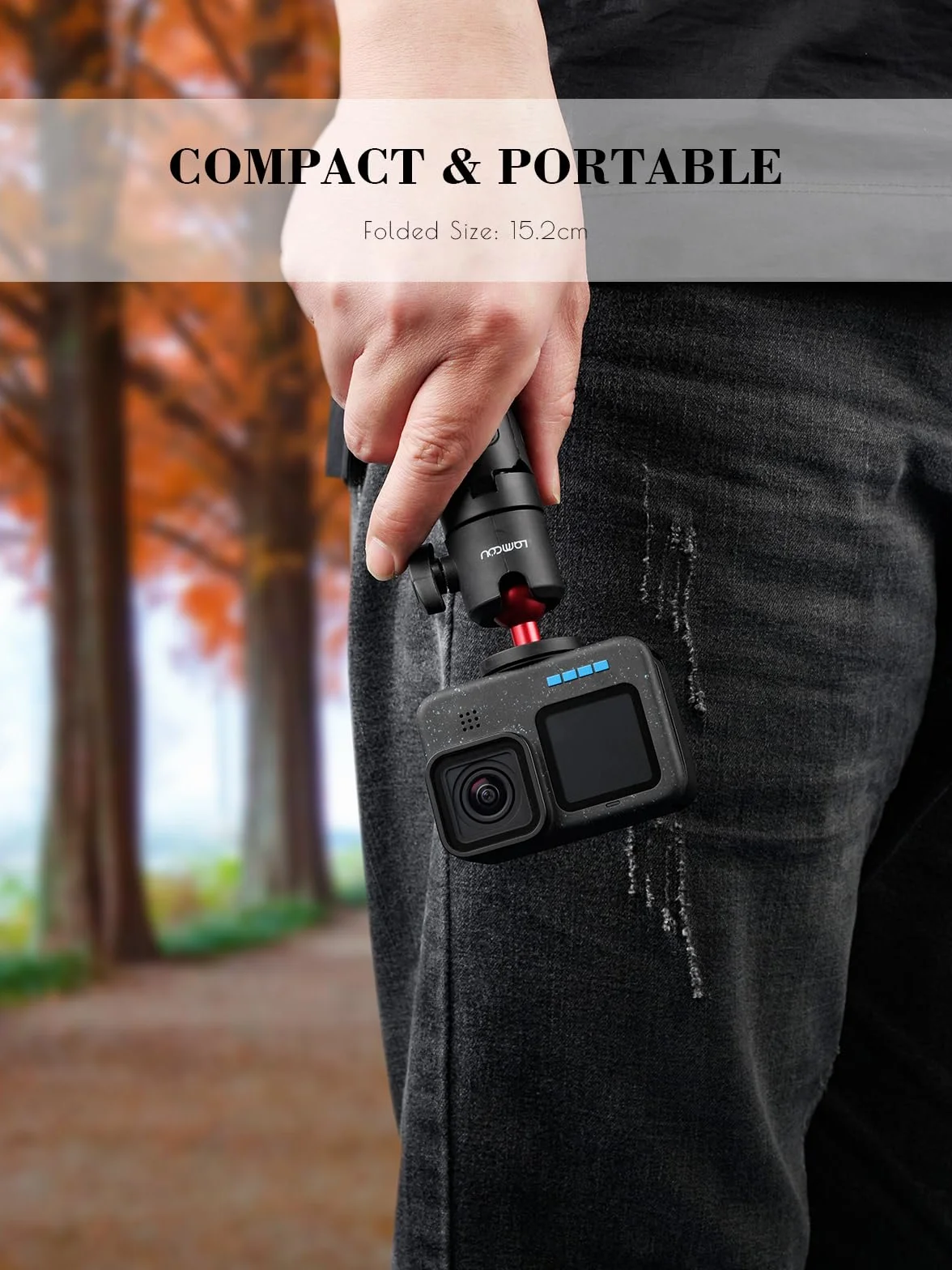 Lammcou Mini treppiede Actioncam con asta di prolunga, Selfie Stick Vlog Grip e adattatore per treppiede per Hero 13 12 11 10 9 8 7 Go3 Go2 X3 X2 Selfie Tripod