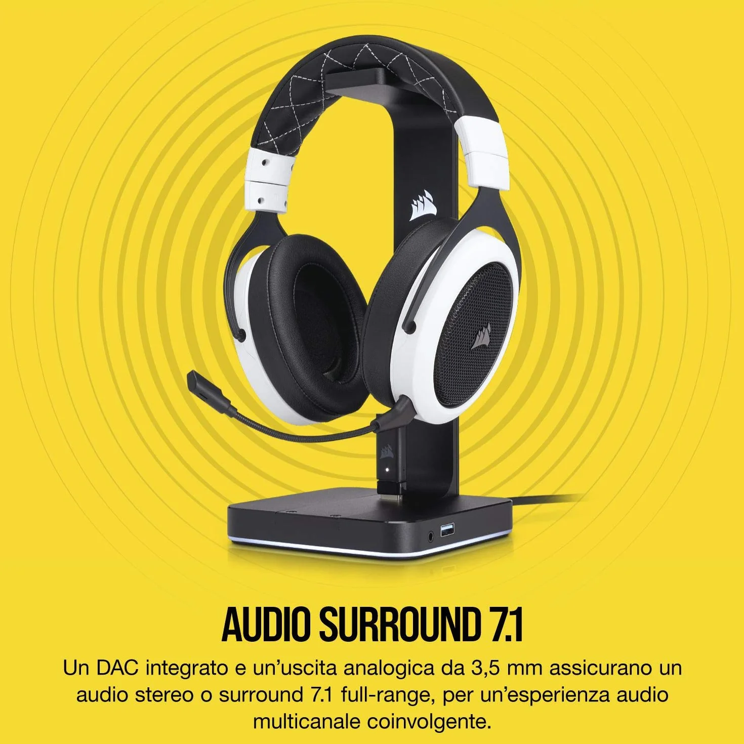 Corsair ST100 RGB Porta Cuffie Premium con Scheda Audio 7.1 Surround Integrata, Nero