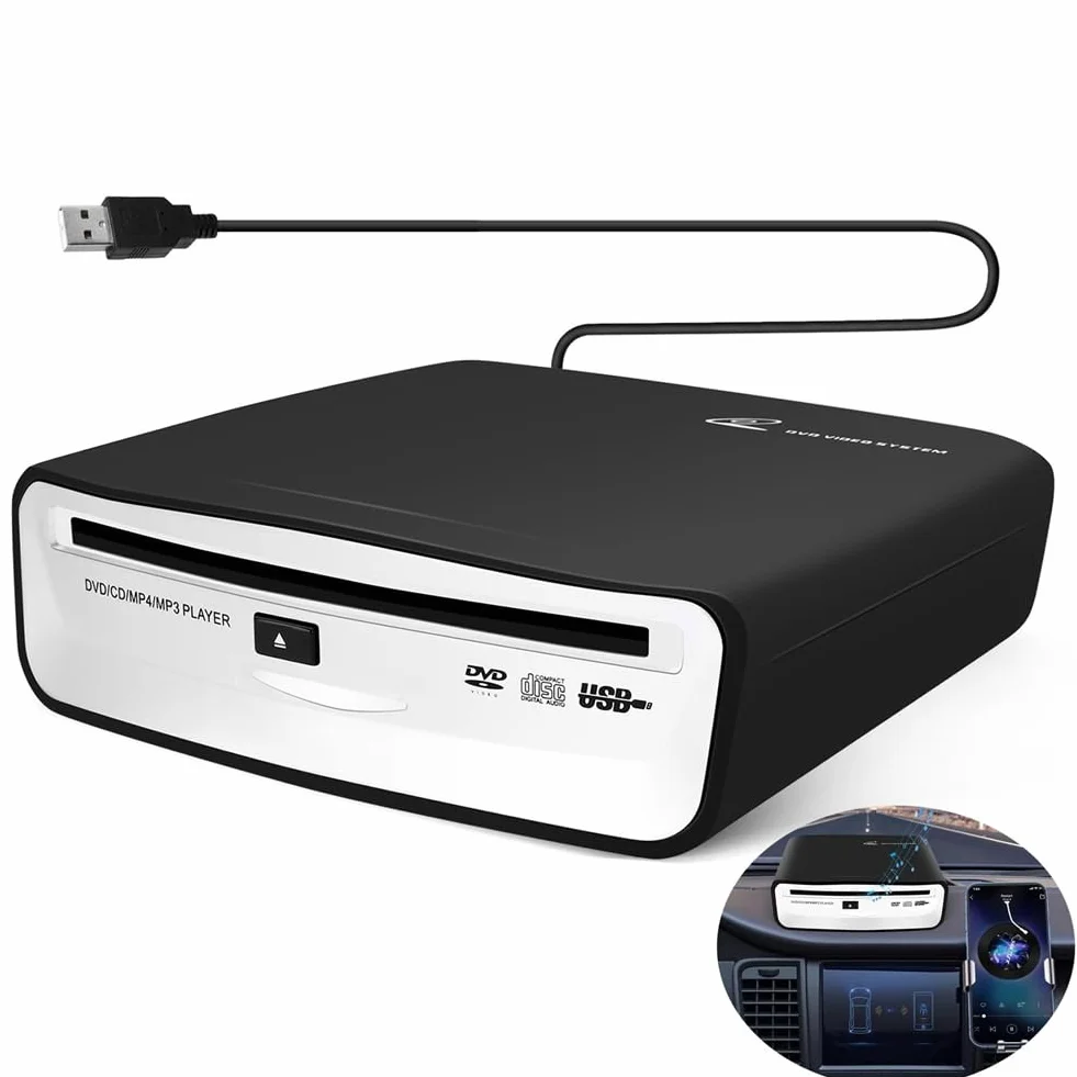 Lettore CD Esterno Universale Portatile per Auto, Può Essere Collegato Alla Presa USB in Auto, Laptop o Televisore, per Navigazione con Android 4.0 e