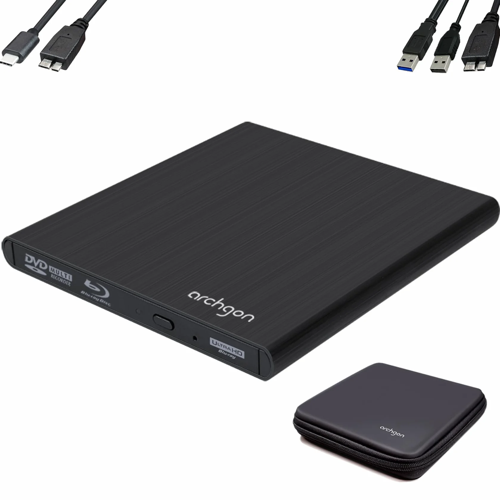 Archgon, lettore DVD e blu-ray nero Nero USB 3.0 Style 4K UHD Player & USB-C & EVA