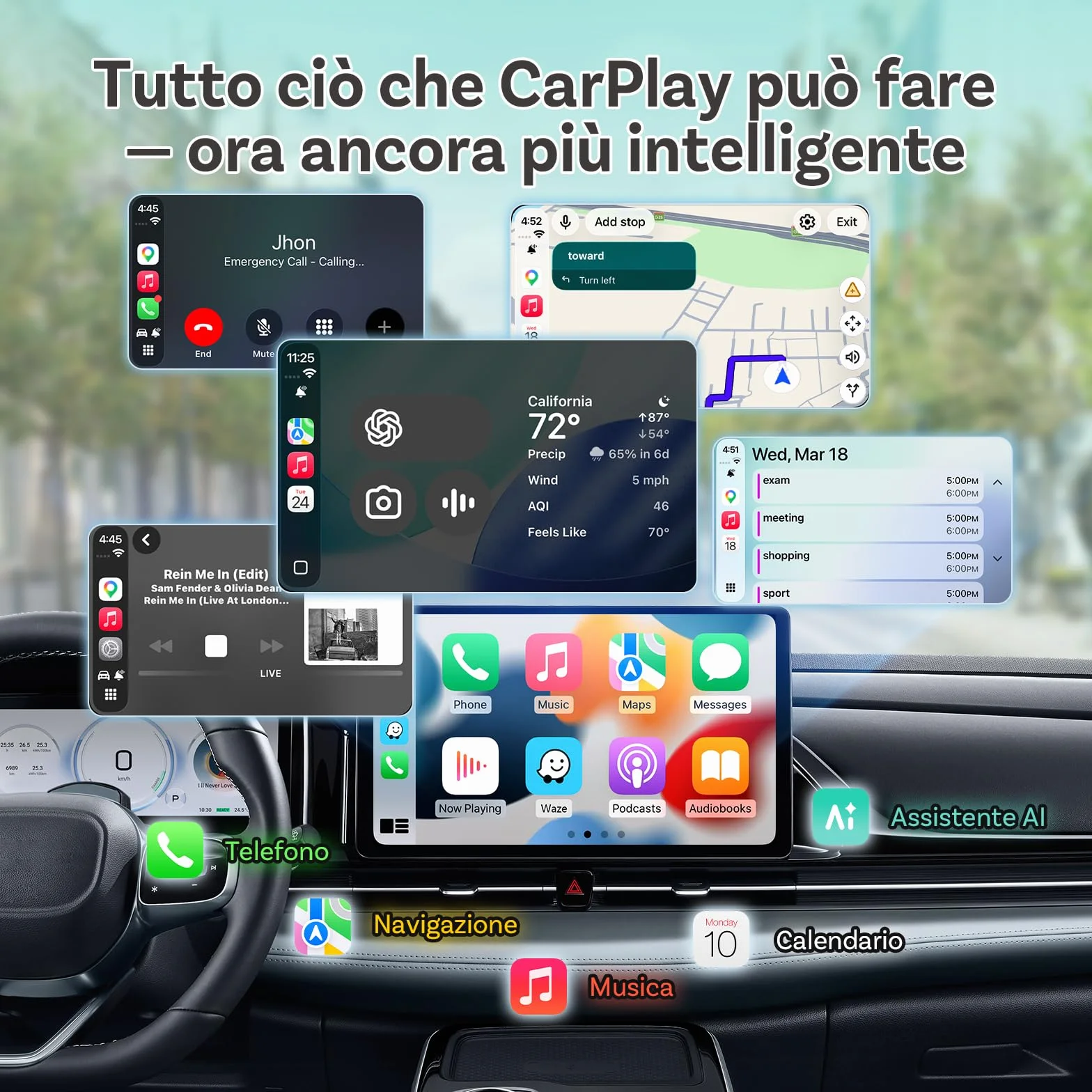 OTTOCAST Mini Pico 2026, Adattatore CarPlay Wireless Android Auto, WiFi 6 & Bluetooth 5.4, Riconnessione in 5 Secondi, Plug & Play USB, Per Auto con CarPlay Cablato OEM 2016+