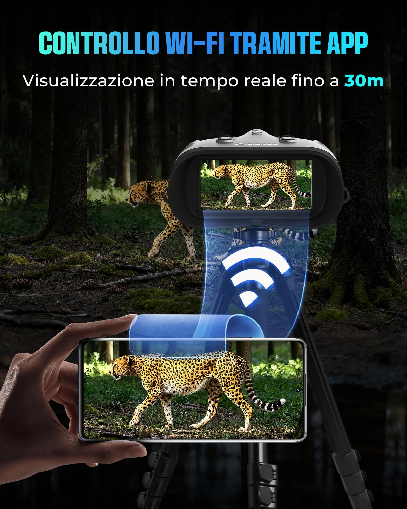 Binocolo per Visione Notturna CIGMAN Vero 4K, Occhiali a Infrarossi con Imaging a Colori in Scarsa Luce, Lenti a 7 Rivestimenti, Autonomia 18 Ore per Wildlife, Sicurezza, Avventura Outdoor