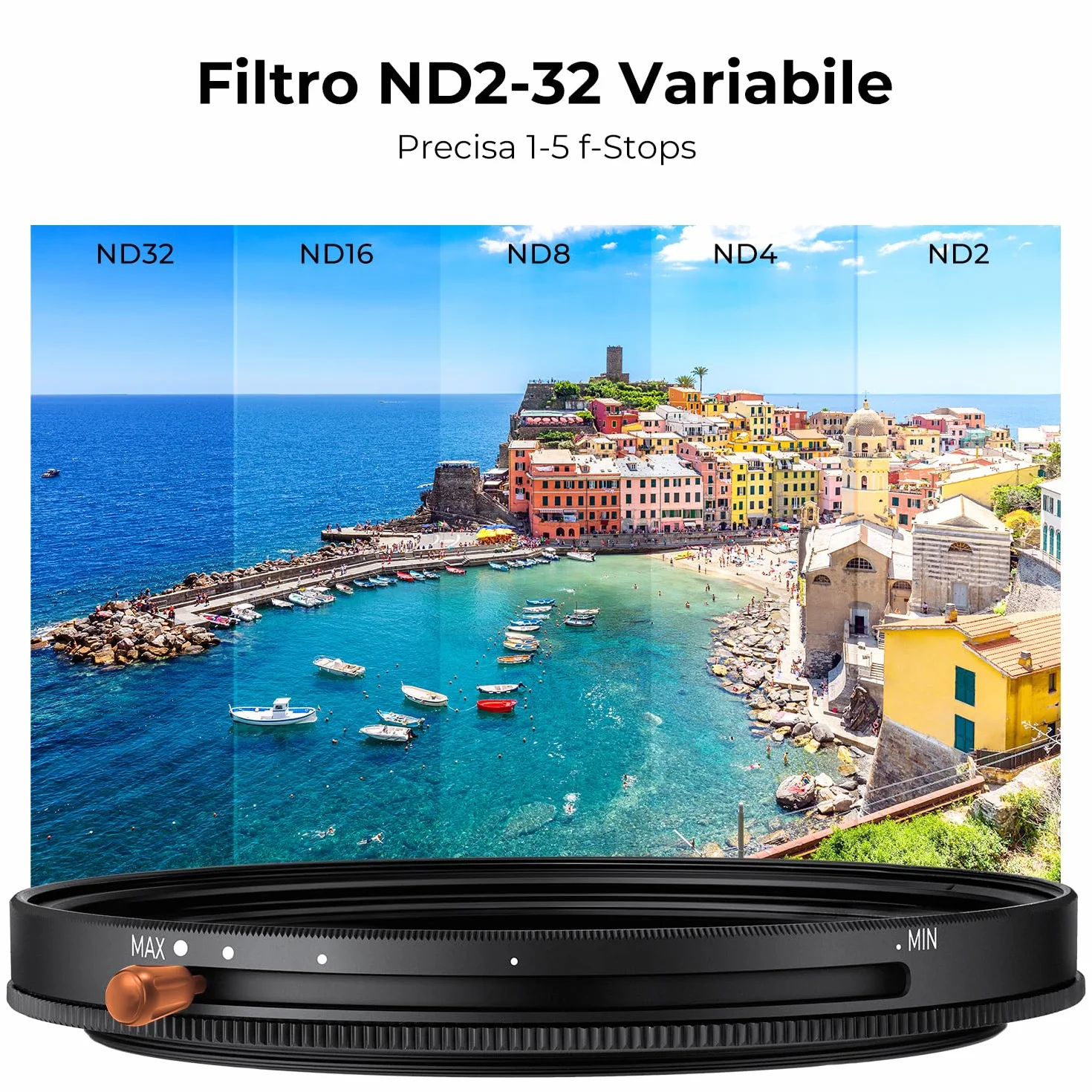 K&F CONCEPT 49mm Filtro Variabile ND2-32 & Polarizzatore 2 In 1, Filtro Densità Neutra ND2-32 & CPL in Vetro Ottico 24 Strati Nano Rivestimento (Nano-D Serie)