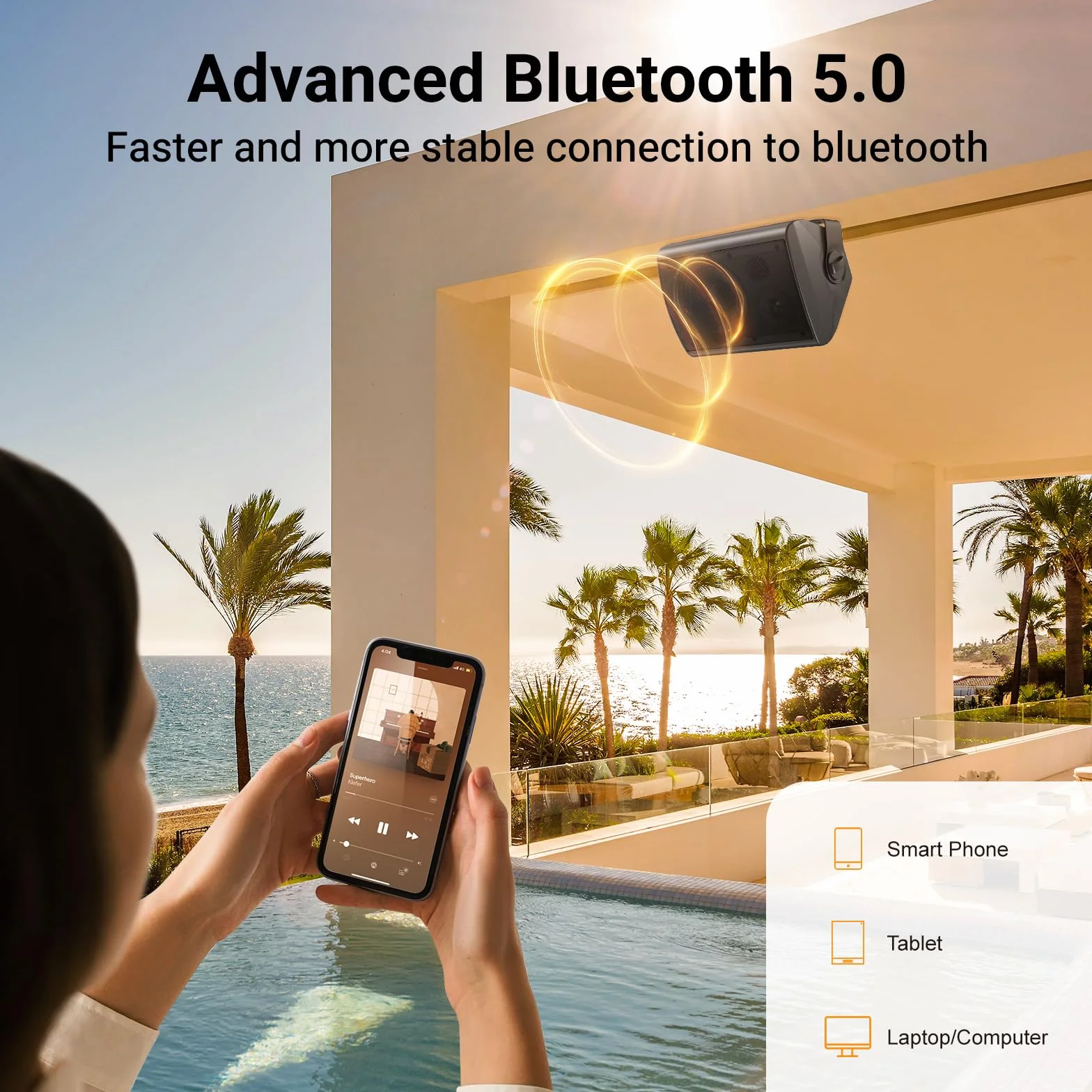 STUDIOFINIX Altoparlante Bluetooth 6,5 pollici 400 Watt impermeabile da esterno (nero)