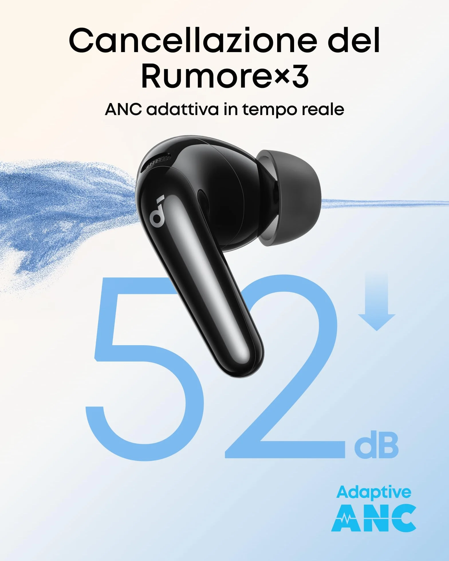 Soundcore P31i di Anker, Cancellazione adattiva rumore in tempo reale, Audio HR, Auricolari BT wireless con funzione di traduzione, 50 ore di autonomia, Cuffie BT