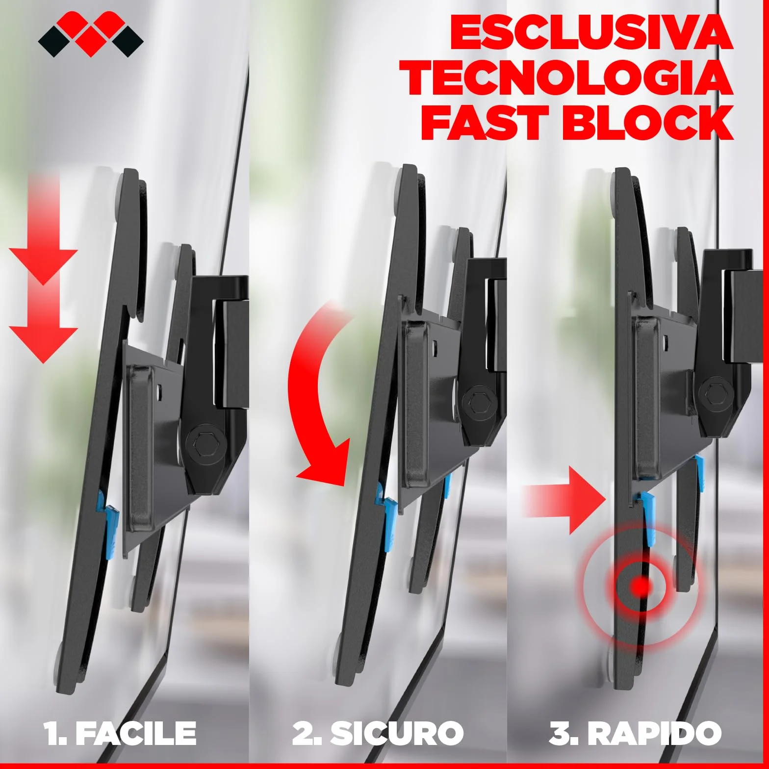 Meliconi Space System TURN 200 Supporto TV parete Cartongesso 26-45" VESA 50-200 30 kg Tilt & Turn Nero
