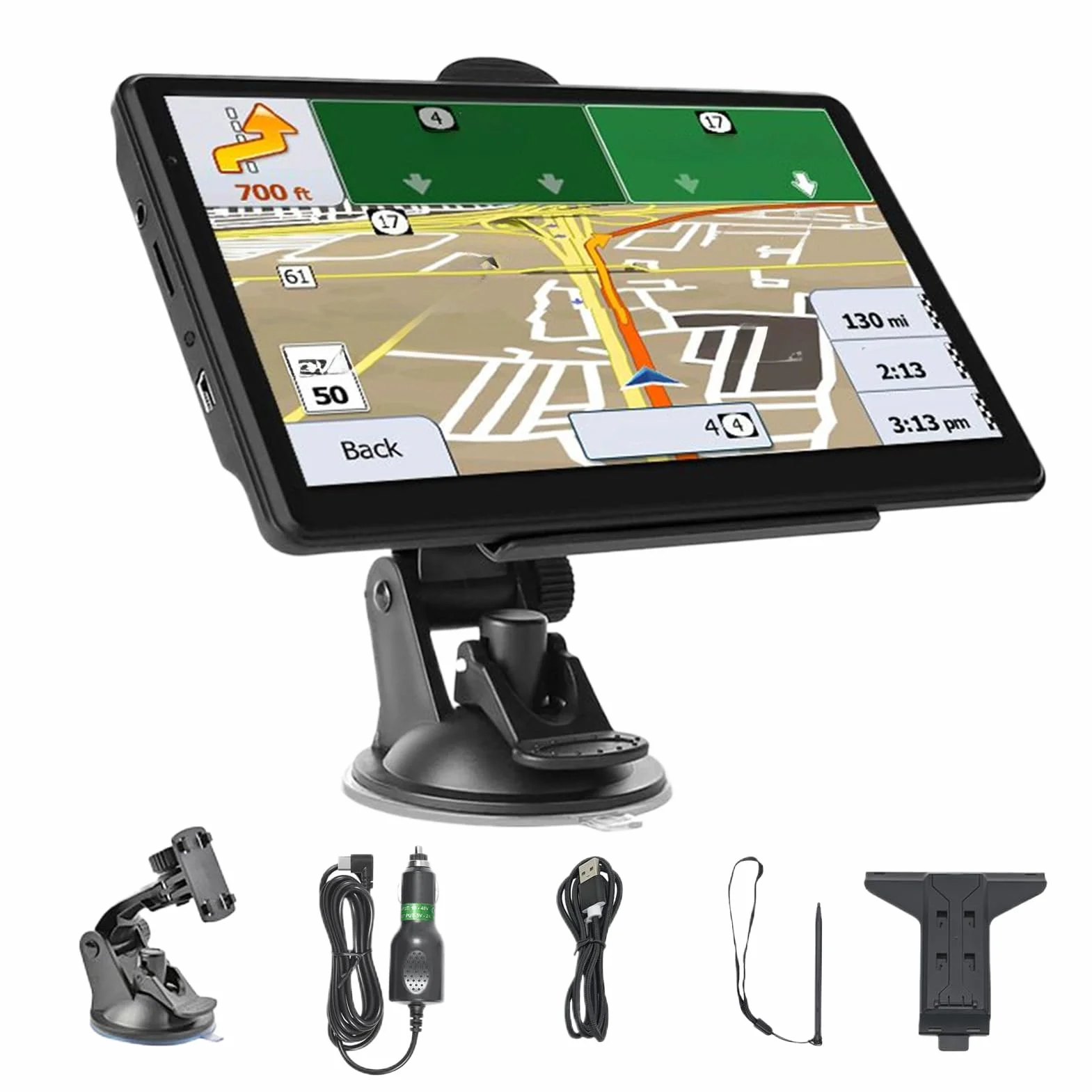 Navigatore Satellitare 7 Pollici GPS HD con Mappe UK e Europa, Aggiornamenti Lifetime, Guida Vocale, Avvisi Autovelox, Lane Assist