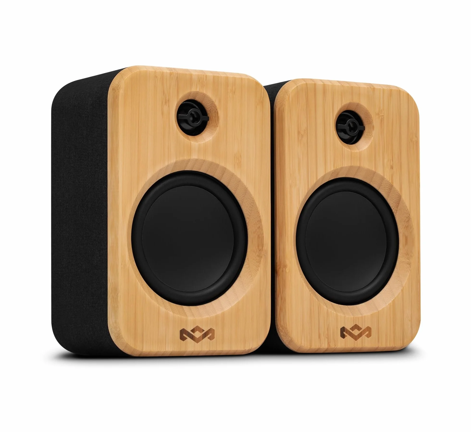 Marley House of Get Together Duo 2 Altoparlanti Attivi da Scaffale - 2x10W, 1 Portatile + 1 Fisso, Casse per Giradischi, Accoppiamento Bluetooth Stereo, Ingresso RCA/AUX, Design Sostenibile, Bambù