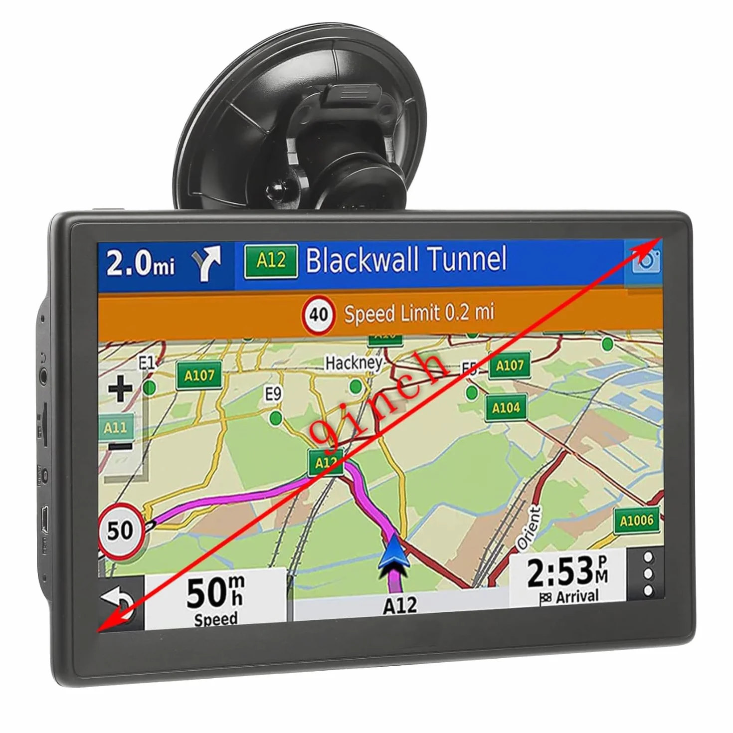 NEWFUN Navigatore Camion,Navigatore Auto,2025 9 Pollici GPS Touchsceen 8GB,con POI Avviso Guida vocale Lane Programma gratuito a vita Aggiornamento UE,per Auto Camion
