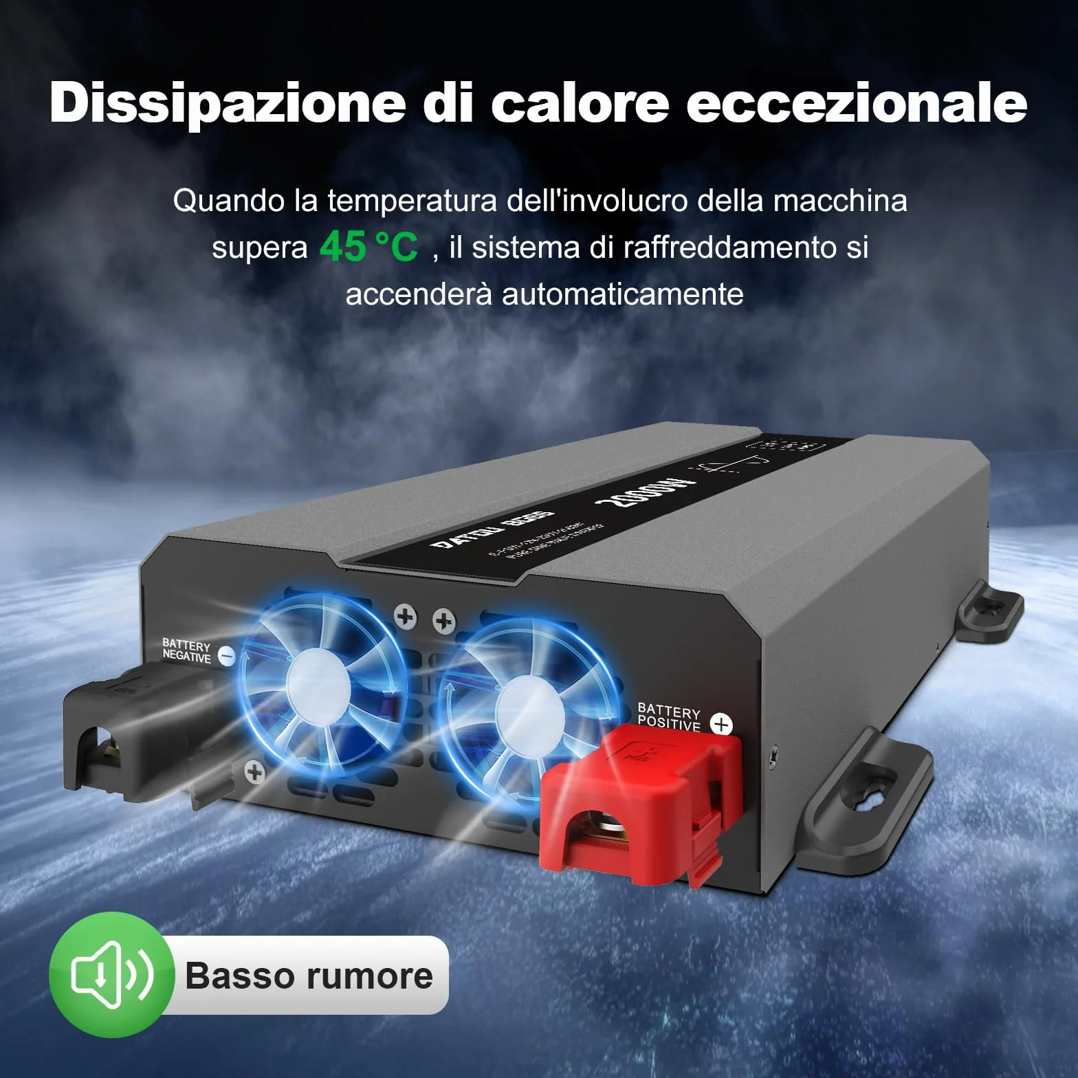 DATOUBOSS Inverter 24V 220V 2000W Onda Pura(Picco 4000W), Trasformatore 24V 220V con 2 EU Prese, Porte USB-A e USB-C,Display LCD,Comando a Distanza,per Camper, Camion, Emergenze e Apparecchi Campeggio
