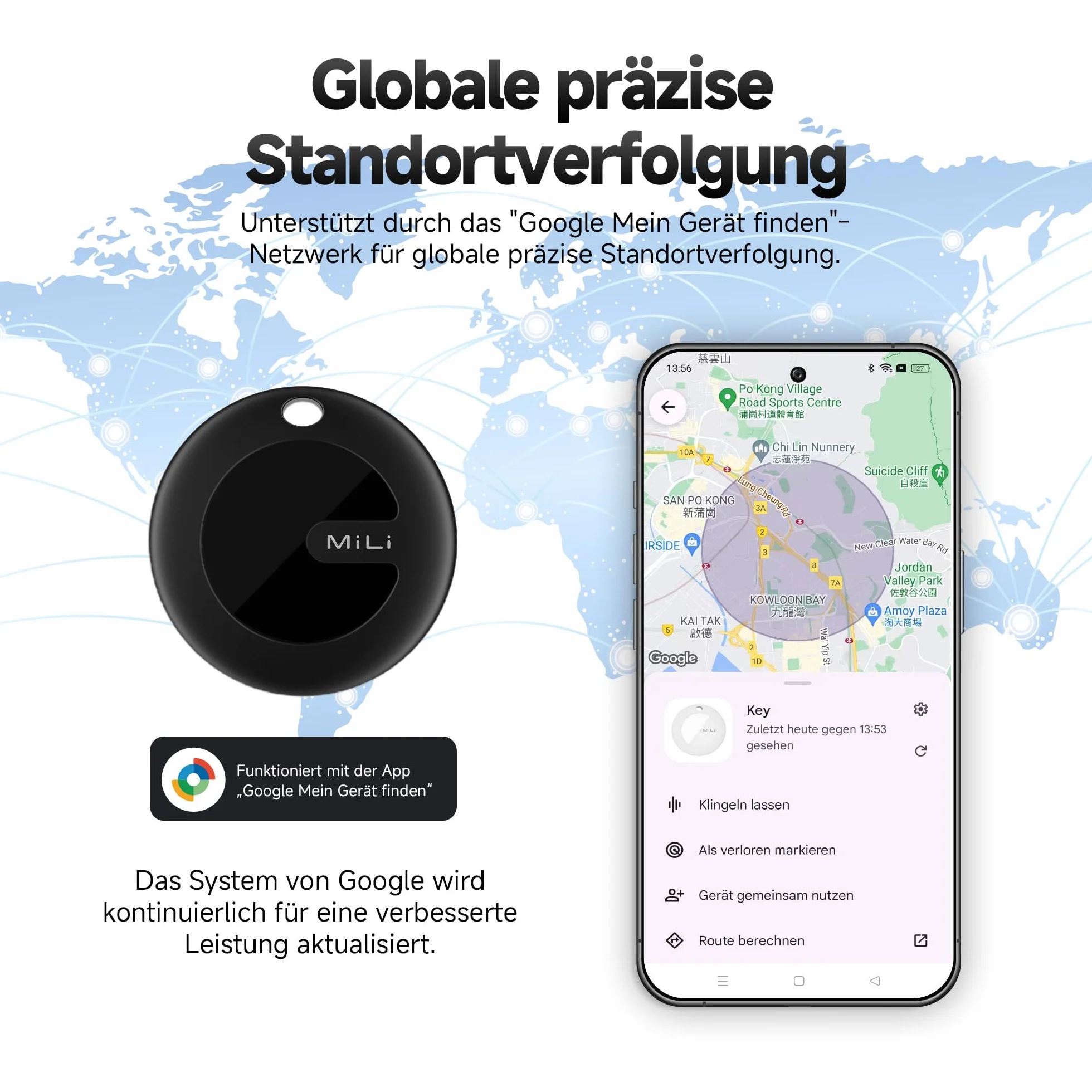 MiTag Smart Tracker Tag, Localizzatore Bluetooth Compatibile con Trova dispositivo (Solo Android), Trova Oggetti e Chiavi/Bagagli/Valigie/Zaini, Portafogli/Batteria Sostituibile, Nero-4Pack