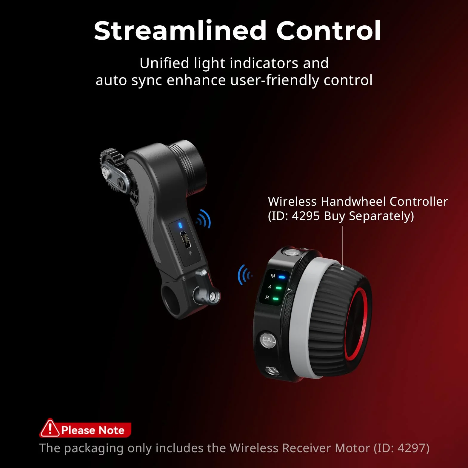 SMALLRIG Wireless Receiver Motor (Lite), Coppia di Picco di 4,3 kgf.cm, Supporta la Ricarica Rapida PD e QC, Bassa Latenza e Controllo Preciso, Design Compatto, per Obiettivi DSLR e Cine - 4297