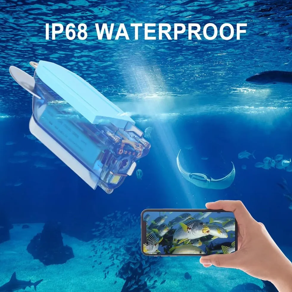 Telecamera Subacquea Wireless da Pesca 1080P, Videocamera con Fishfinder Wi-Fi e Registrazione Tramite App e