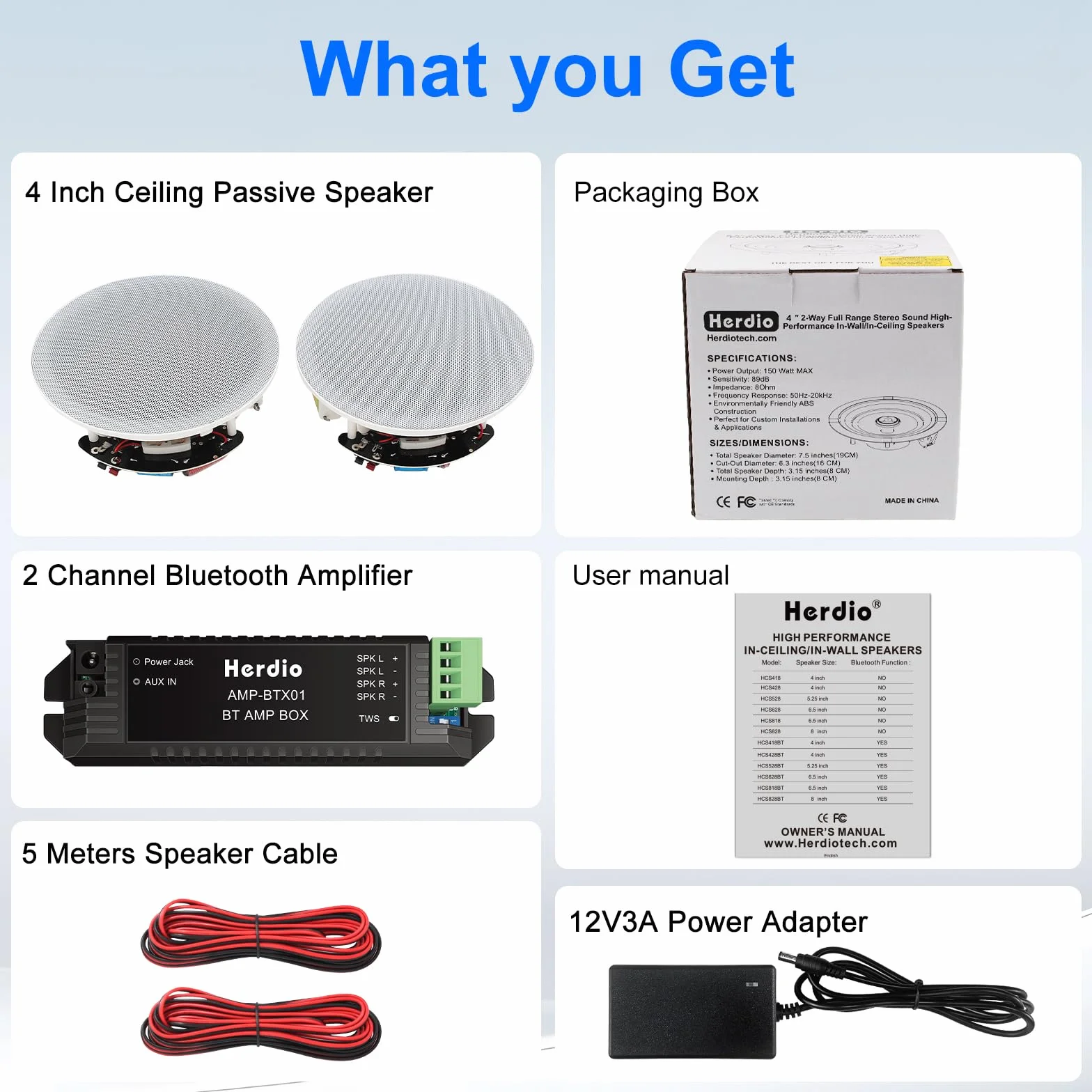 Herdio 2 Way Round 6.5 Pollice Altoparlanti da Soffitto 300 Watt Bluetooth