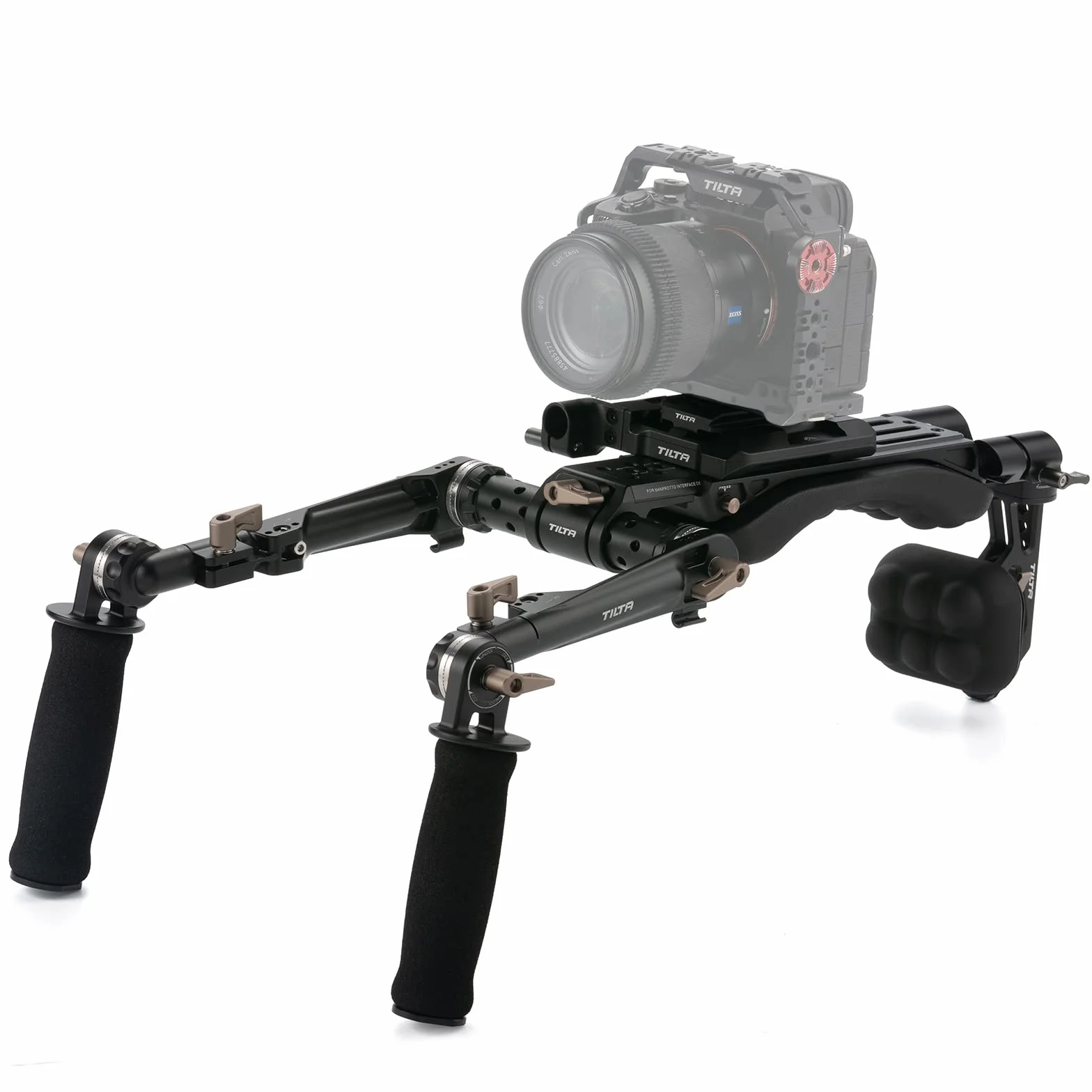 Tilta Lightweight Shoulder Rig per il kit del sistema di produzione video DSLR, con piastra a sgancio rapido ARCA Manfrotto Dual Baseplate Impugnatura regolabile a rosetta TA-LSR-B