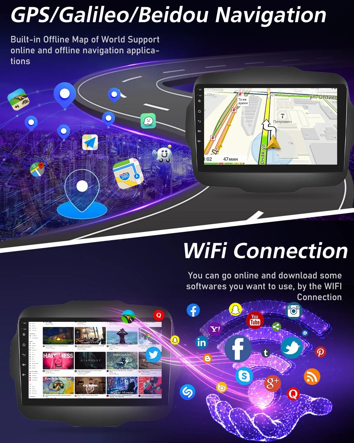 NHOPEEW Qualcomm 8 core 4+64G DAB/DAB+ Autoradio per Jeep Renegade 2016-2020 – Radio da 9 pollici con supporto Carplay e Android Auto, WLAN e GPS, ventola DSP + telecamera posteriore