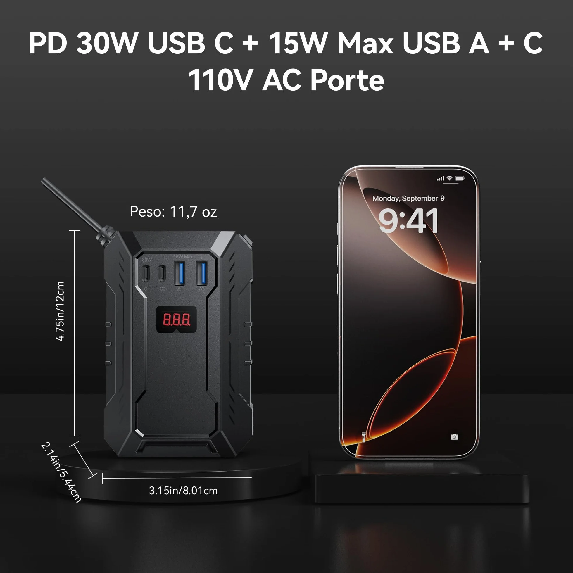 BESTEK Inverter Auto Onda Pura 400W, Trasformatore Inverter 12V a 220V, 2 USB, Multi Protezioni e Soft Start, Ideale per Auto/Camper, Alimentazione da Accendisigari