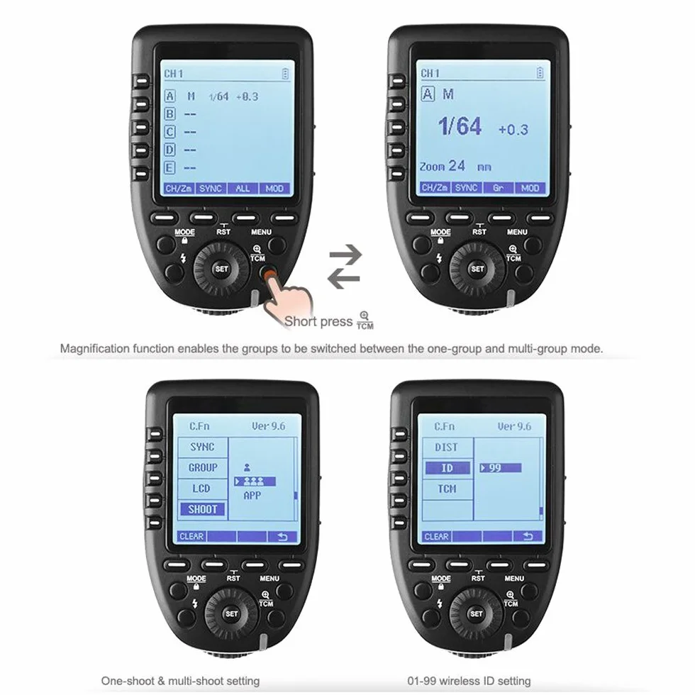 Godox Xpro-C TTL Flash Trigger Trigger Flash Wireless 2.4G 1/8000s HSS TTL Convert-Manuale Funzione TCM Trasmettitore Flash su Grande schermo LCD per fotocamera Canon