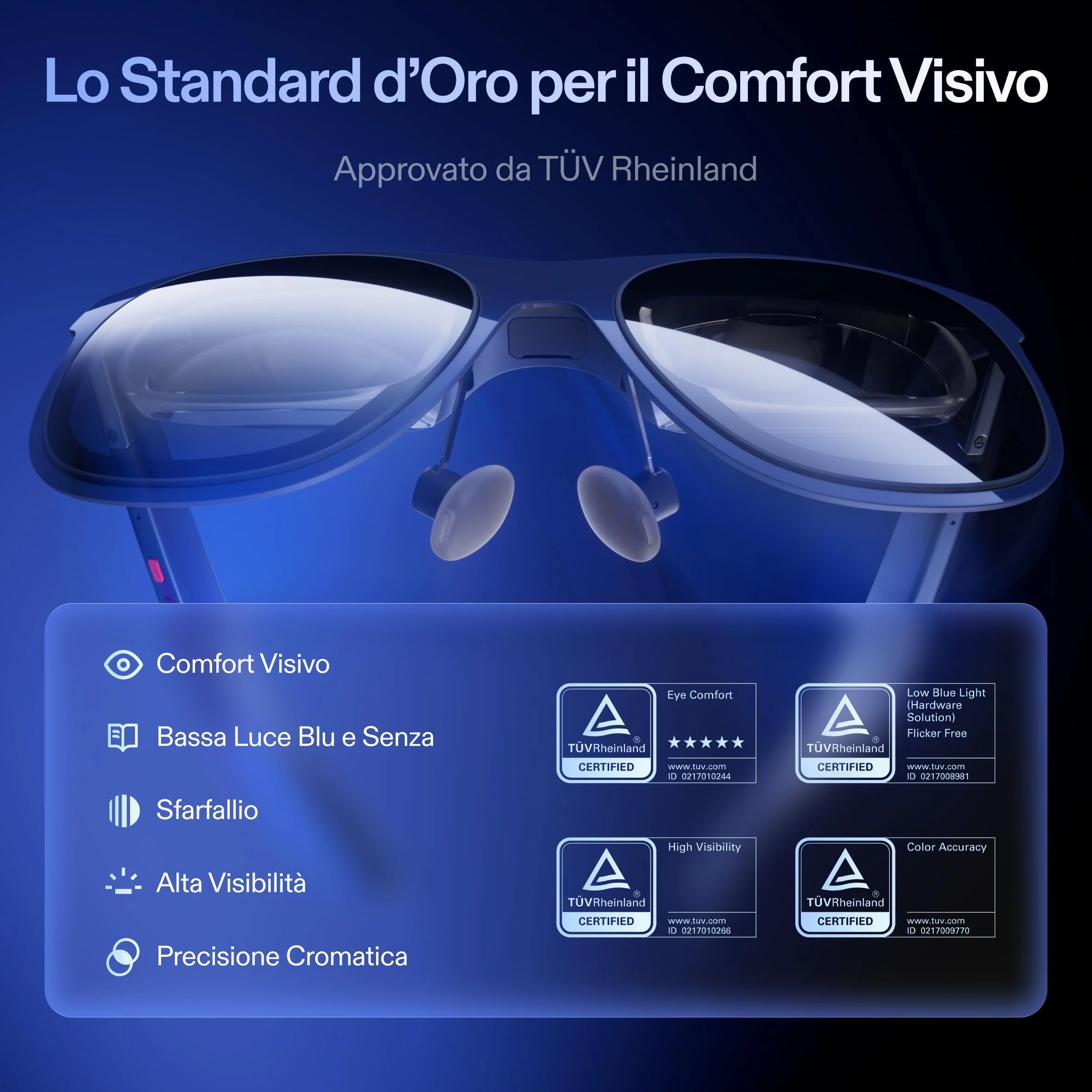 XREAL 1S Occhiali AR, Schermo Virtuale da 500", Occhiali Intelligenti con FOV 52°, 3DoF Nativo, REAL 3D, Chip X1, Compatibili con Tutti i Dispositivi USB-C DP iPhone 17/16/15 Cobalt