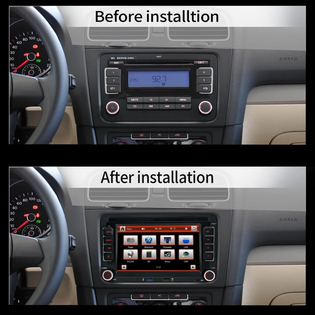 Autoradio con schermo compatibile con VW Golf 5 Golf 6 RCD330 Passat Skoda Polo 6r Jetta T5 e altri modelli | CarPlay & Android Auto wireless integrati | Supporta AM/FM/RDS USB Bluetooth |stereo polo
