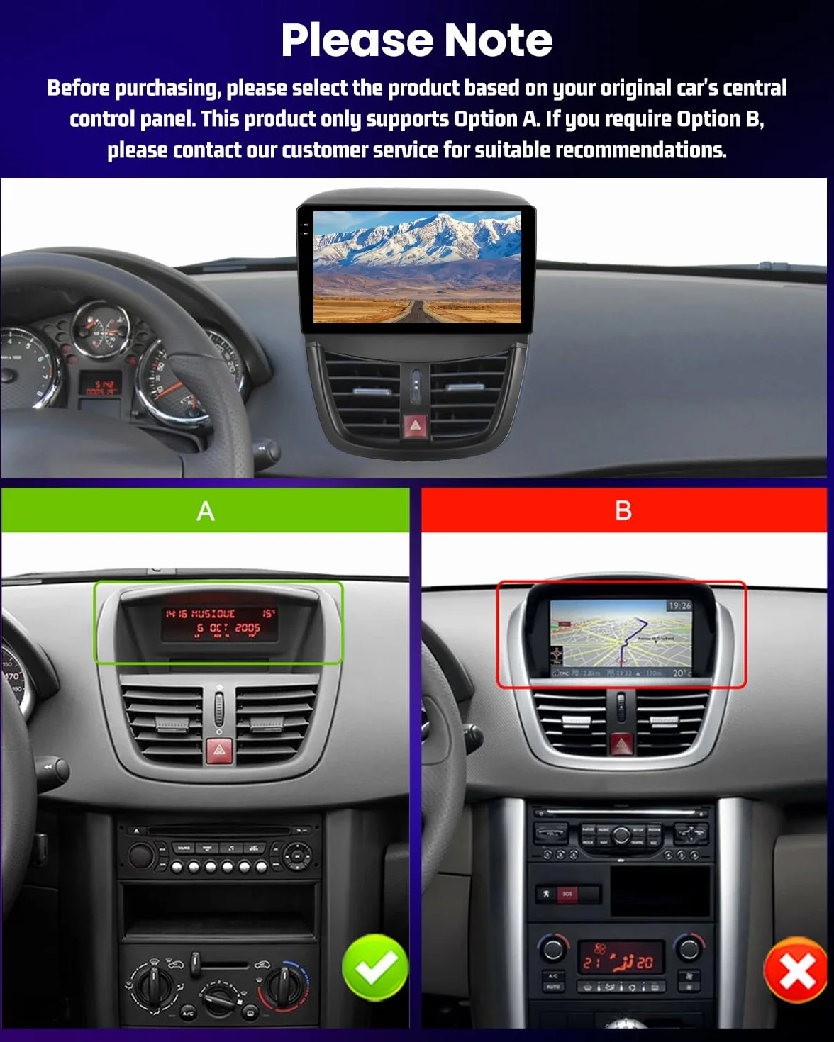 NHOPEEW 4+128G Android Autoradio per Peugeot 207 2006-2015 con Wireless Carplay e Android Auto - Schermo incell da 9 pollici Supporto WiFi GPS Comandi al volante + Telecamera di retromarcia, Canbus