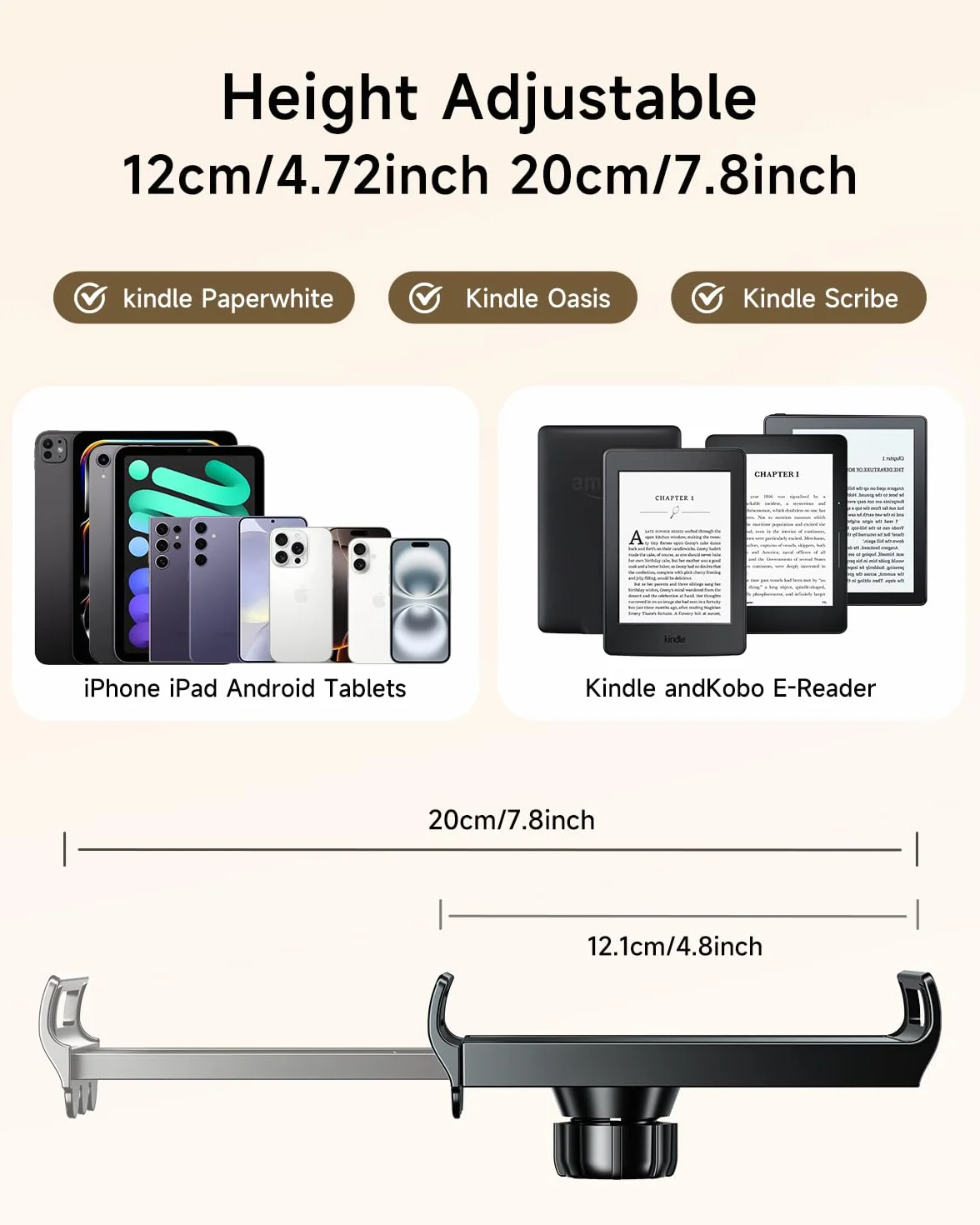 Supporto per Kindle con Telecomando per Girare Pagine, per Lettura Letto Scrivania, Nero