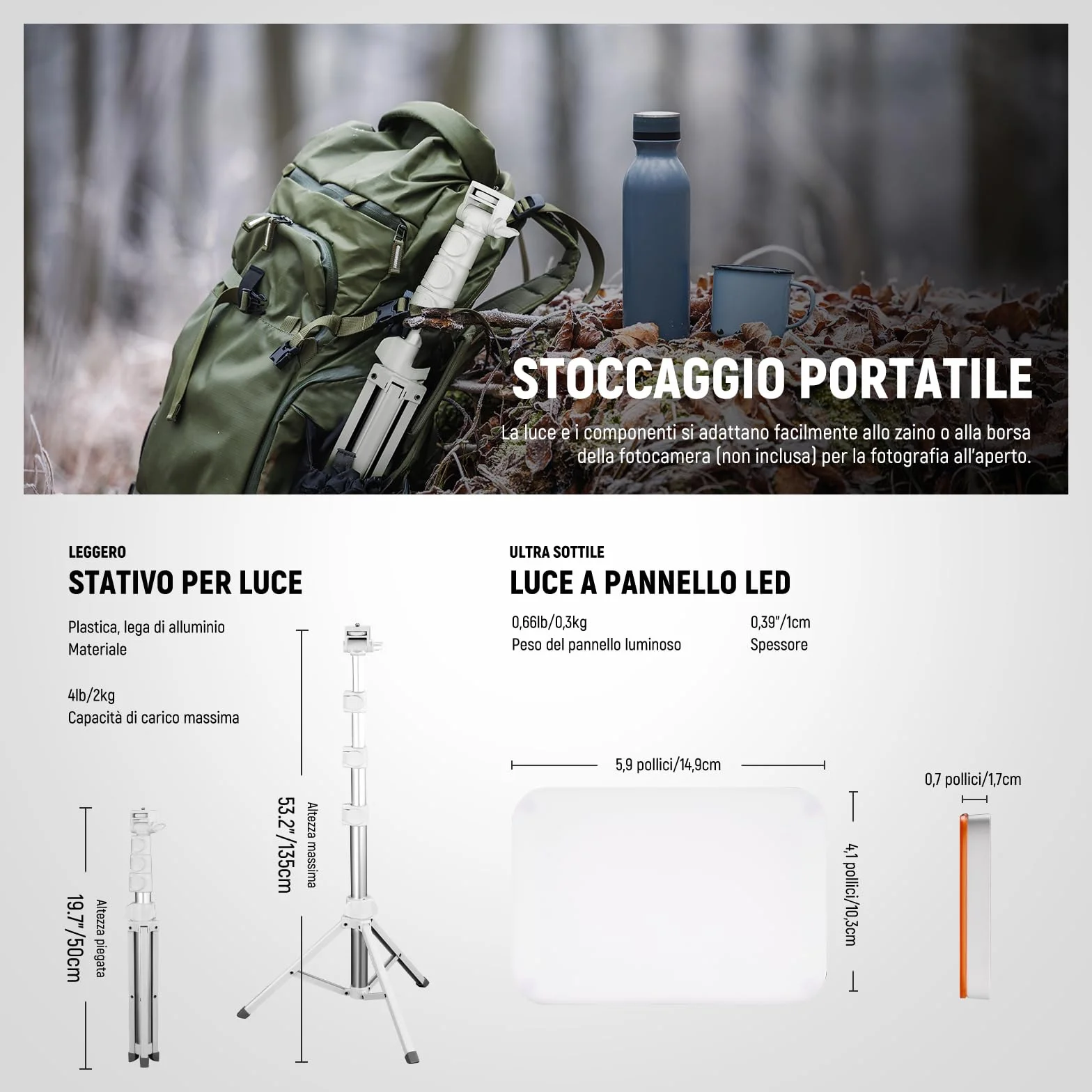 NEEWER BASICS Kit Luce Video a Pannello LED, 2pz Luci Fotografiche da Studio Portatile Dimmerabile Bicolore con Stativo e Filtro, 3200K-5600K CRI 95 750lux per Foto Video Streaming Live, Bianco, BP66