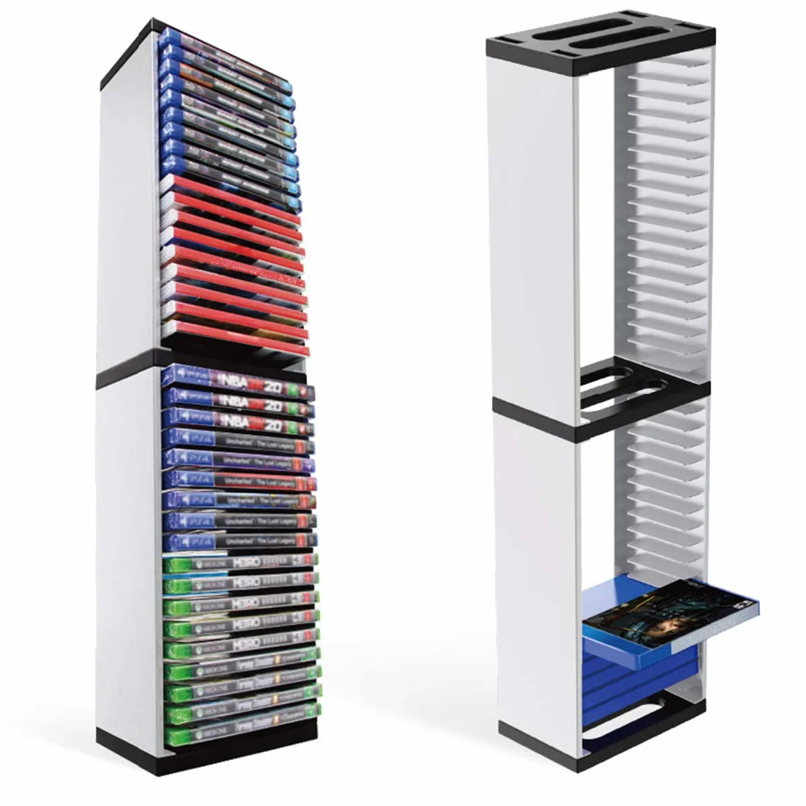 Rack per dischi PS5, ABS, Bianco e Nero, 1 ripiano, Storage per PS5