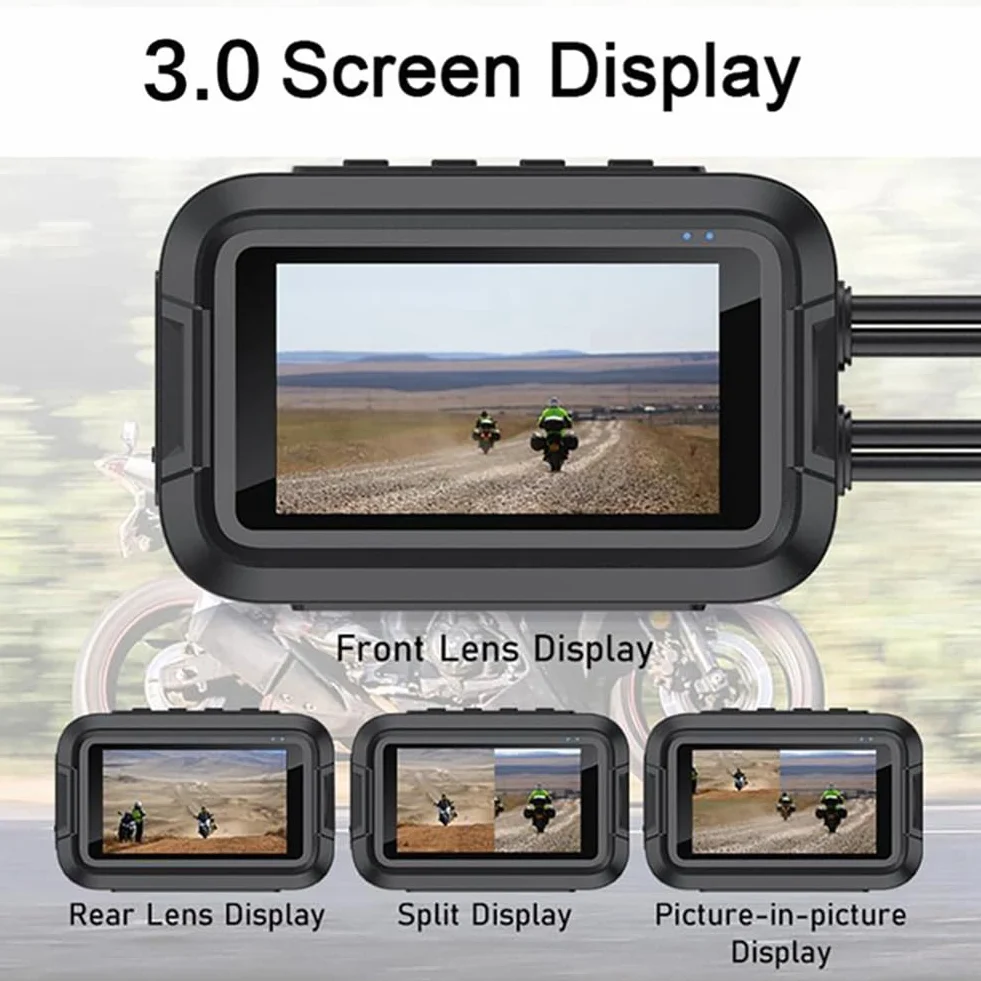 V9 Del Motociclo Dashcam WiFi 1080P Anteriore Posteriore Della Macchina Fotografica Impermeabile Del Motociclo Videoregistratore con Monitor Parcheggio