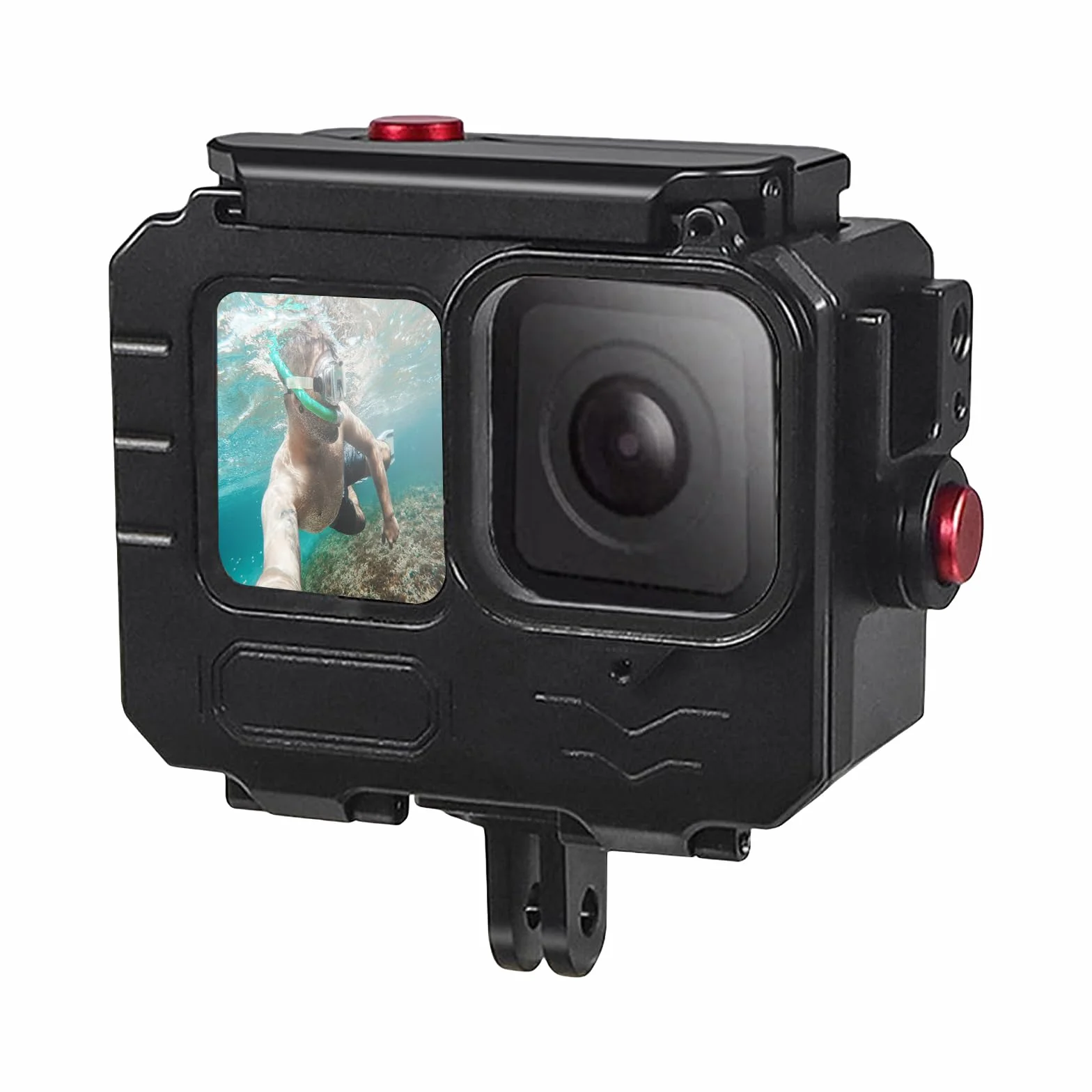 Custodia impermeabile in lega di alluminio da 80 m per Go Pro Hero13/Hero12/Hero11/Hero10/Hero9 nera, custodia protettiva per immersioni subacquee per Go Pro Hero 13 Action Camera con accessori per