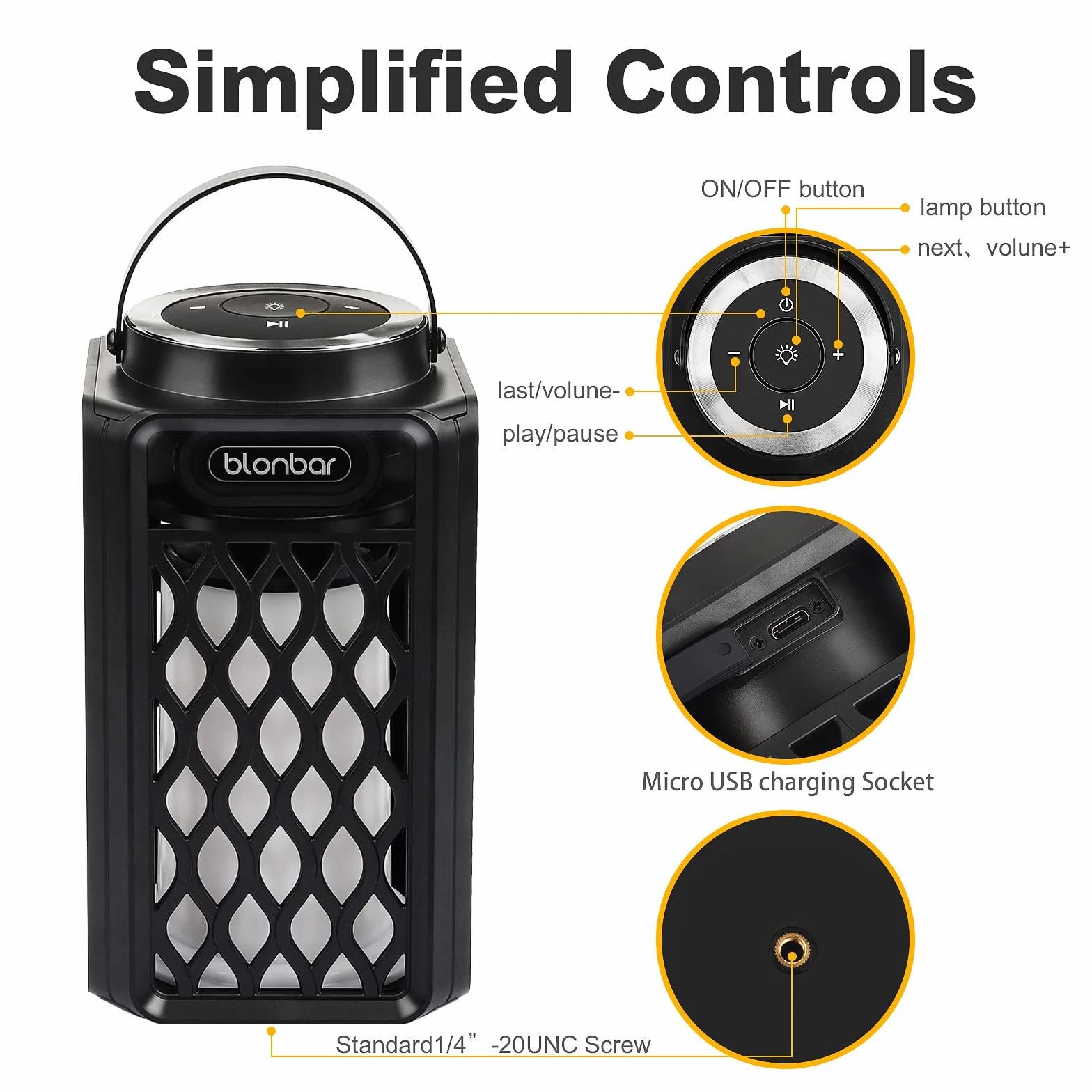 Blonbar Cassa Bluetooth Portatile 10W Altoparlante Bluetooth Potente Esterno con Effetto Fiamma Realistico 360° Suono Stereo Luce LED IP65
