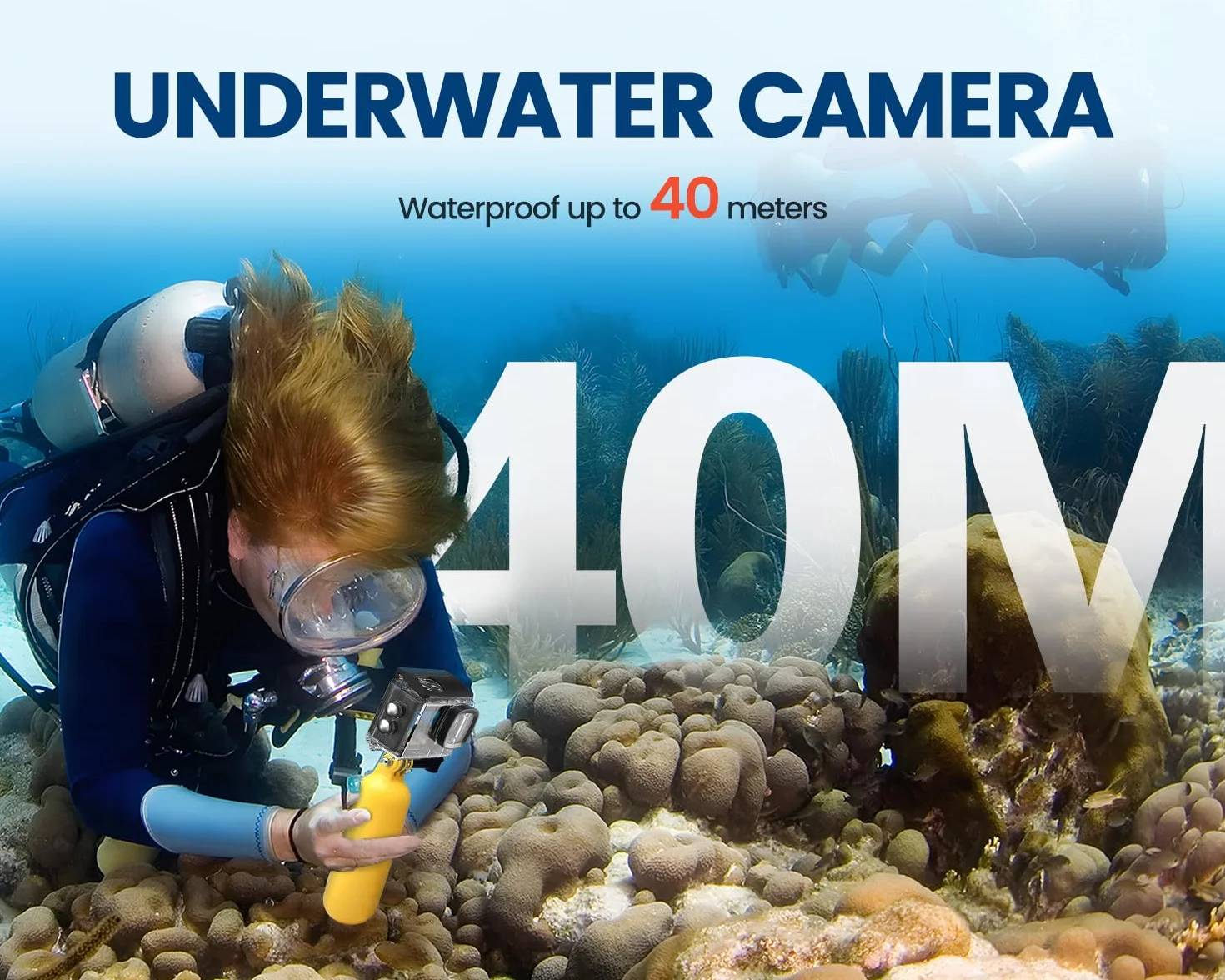 Action Cam 4K a Doppio Schermo, 48MP WIFI Videocmera con Scheda SD da 64GB,131ft Fotocamera Subacquea, 170° Telecamera Moto con Telecomando, Microfono, 2 Batterie,Accessori Multifunzione.