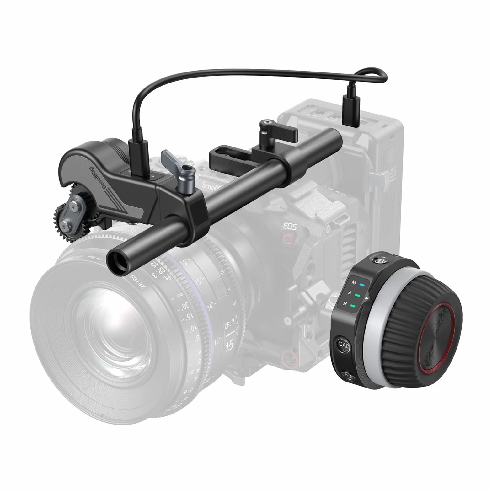 SMALLRIG Wireless Follow Focus Kit (Lite) con Controller a Volantino e Motore Ricevitore, Stop A/B e Morsetto per Asta da 15 mm, Design Compatto, Ampiamente Compatibile - 4296