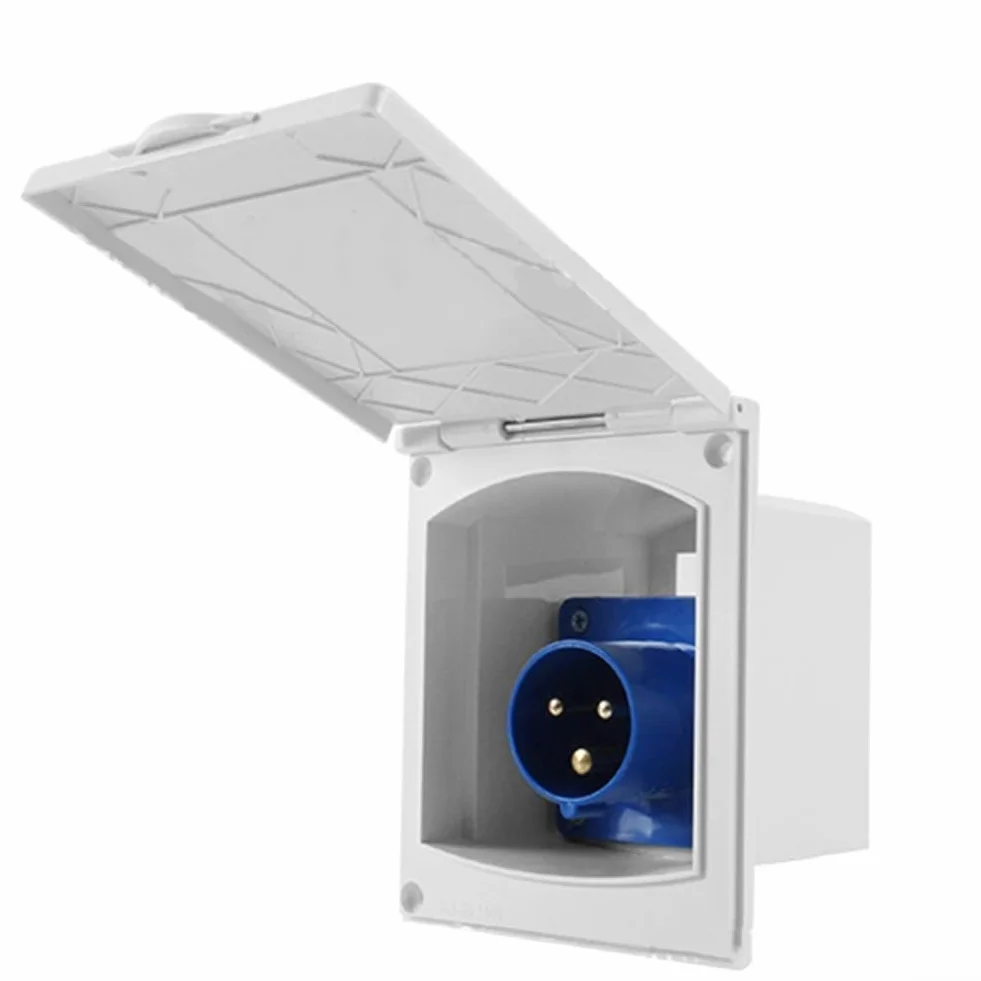 Presa di alimentazione esterna impermeabile 16 A 220-250 V IP44 in plastica nera per camper