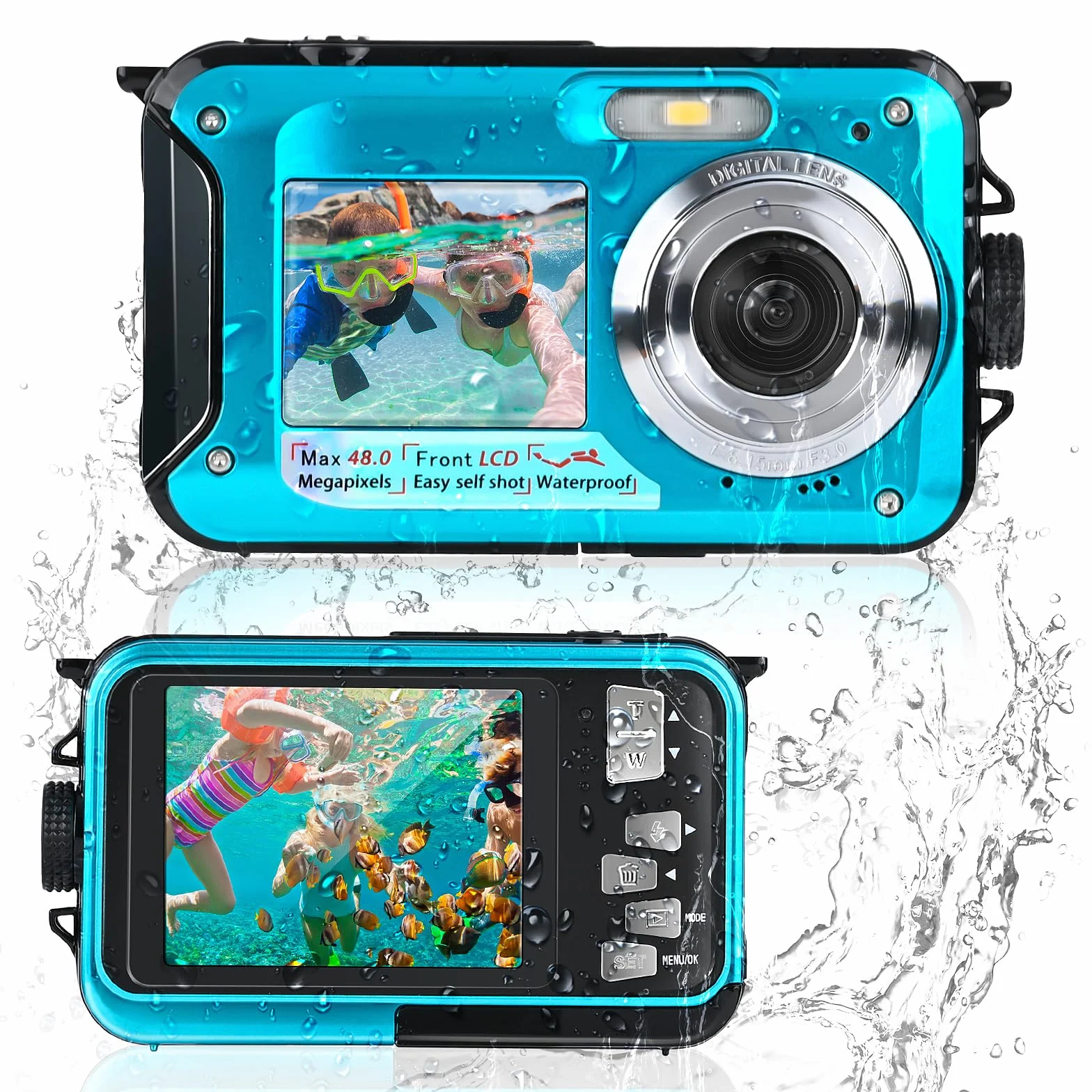 Macchina Fotografica Subcquea, Comius Sharp Fotocamera Subacquea Digitale 10FT 30MP Photo FHD Video 16X Digital Zoom con Scheda di Memoria da 32G per Selfie Subacquei, Nuoto, Immersione