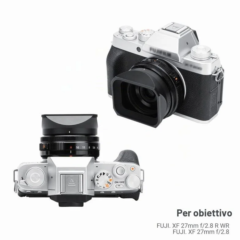 JJC LH-XF27 Paraluce in Metallo con Cappuccio per FUJIFILM XF 23mm XF 27mm F2.8 R WR, Sostituisce il Paraluce Originale Fujifilm LH-XF27, Riduce il Bagliore Dell'obiettivo - Protegge L'obiettivo