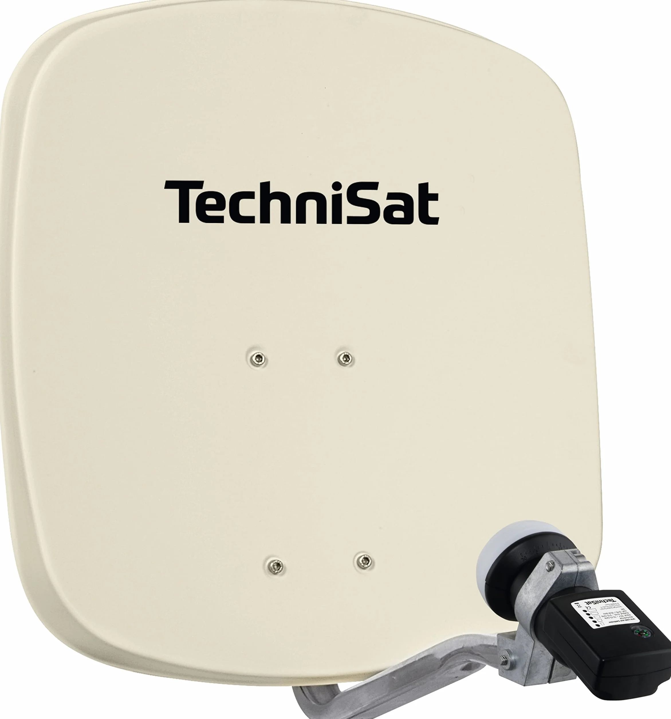TechniSat DIGIDISH 45 - Antenna parabolica per 1 partecipante (piccola antenna parabolica di 45 cm - set completo con supporto a muro e cercatore di satelliti V/H-LNB) beige